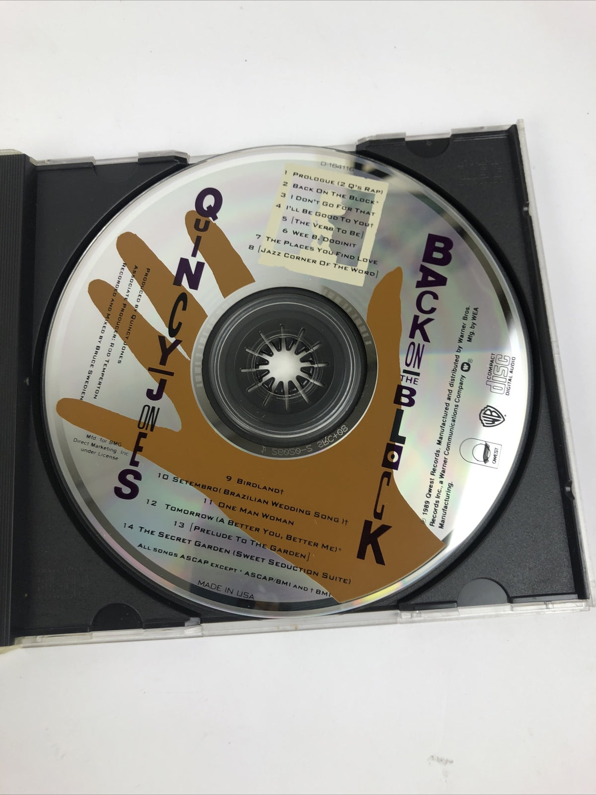 Quincy Jones - Back On The Block (CD, 1989, Qwest Records) VG+ Tested       #11