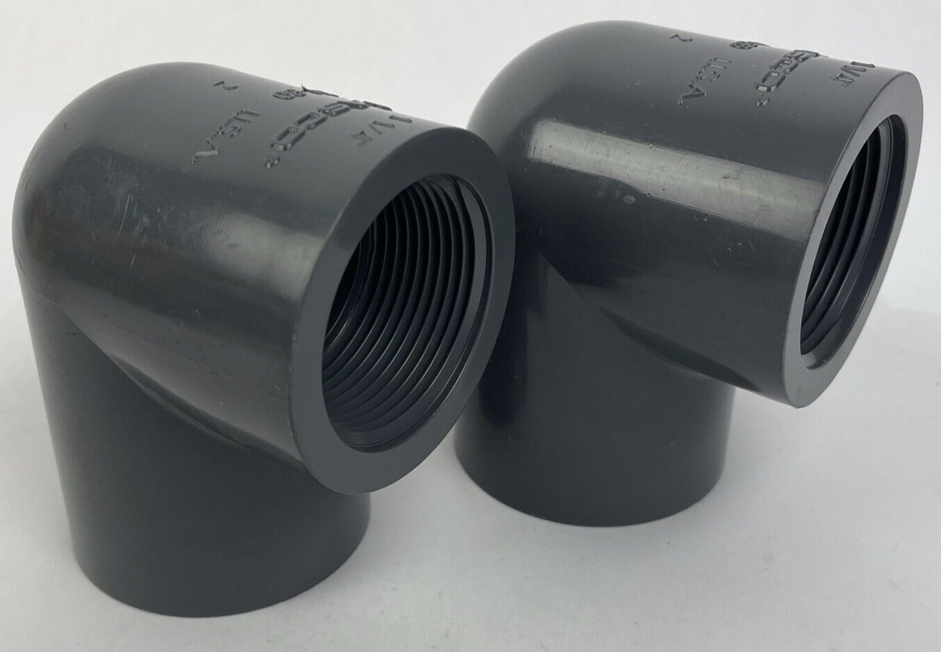 LOT OF 2 x OEM LASCO 807-012 1-1/4 INCH ELBOW SCH 80 SOCKET D2467 PVC 1 - NEW
