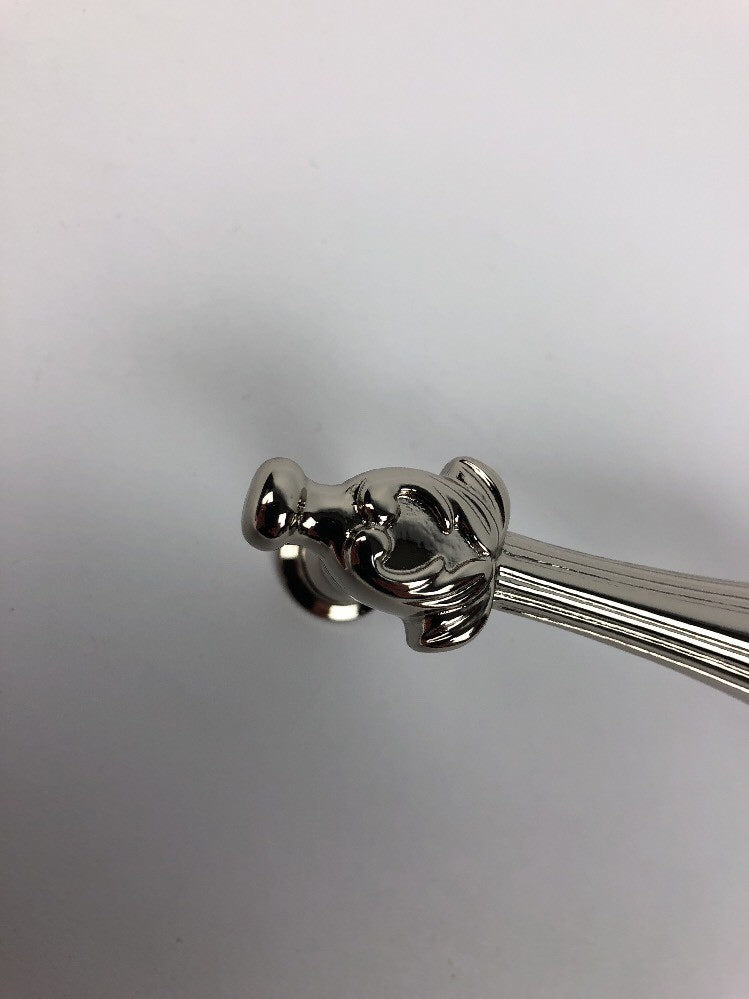 RIK 1985 Polished Nickel 5" cc Solid Brass Ornate beautiful Cabinet Handle RARE