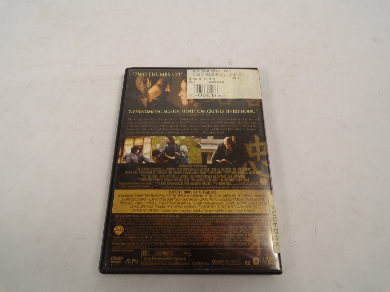 Tom Cruise The Last Samurai A Movie that demands Our Surrender DVD Movies