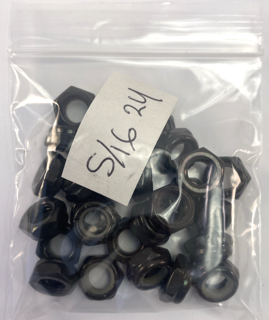 Lock Nuts 5/16 24 Fine Thread Nylon Insert Black Steel Lot of 25