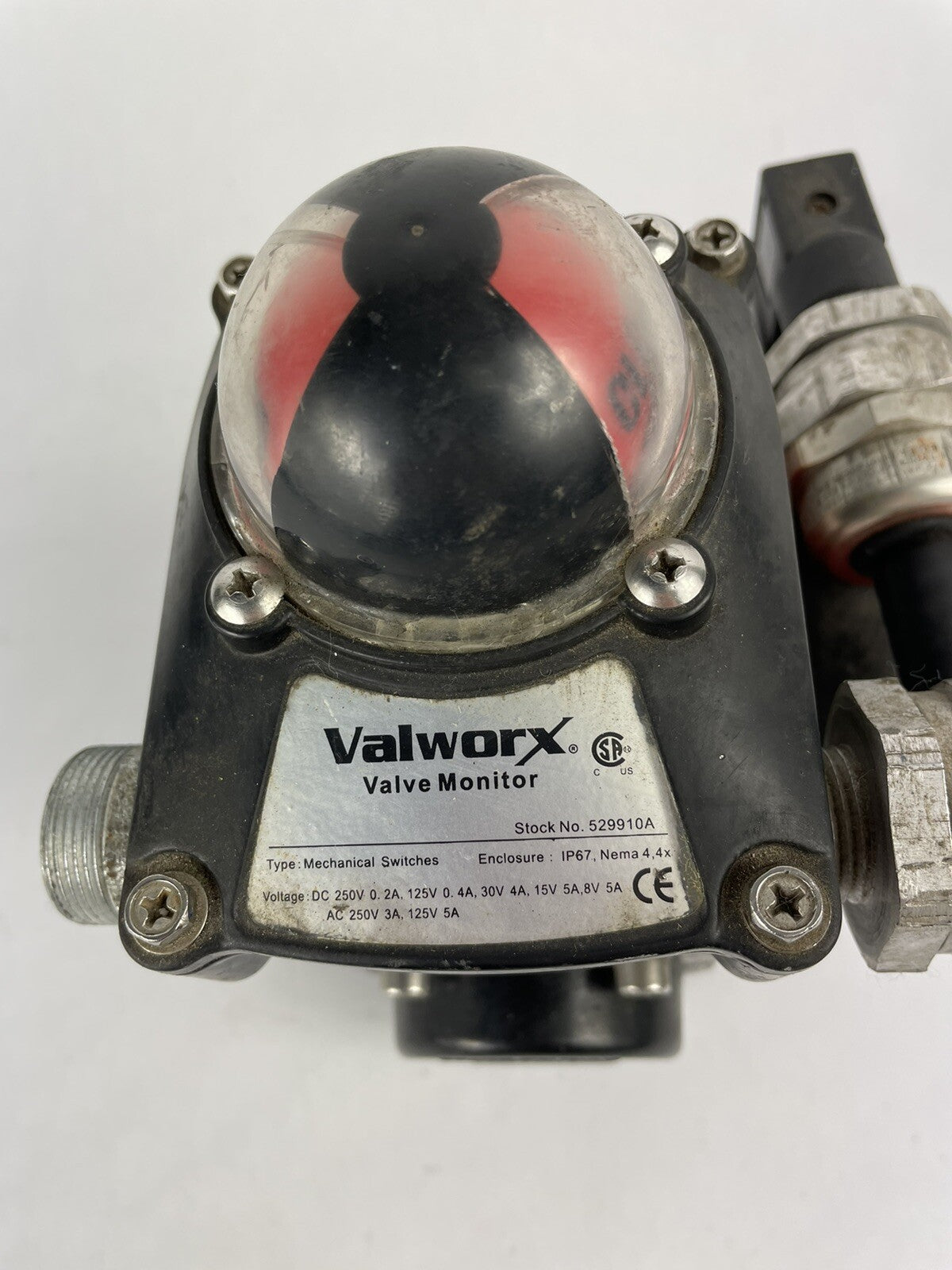 Valworx SR63 spring return pneumatic air actuator with solenoid and limit switch