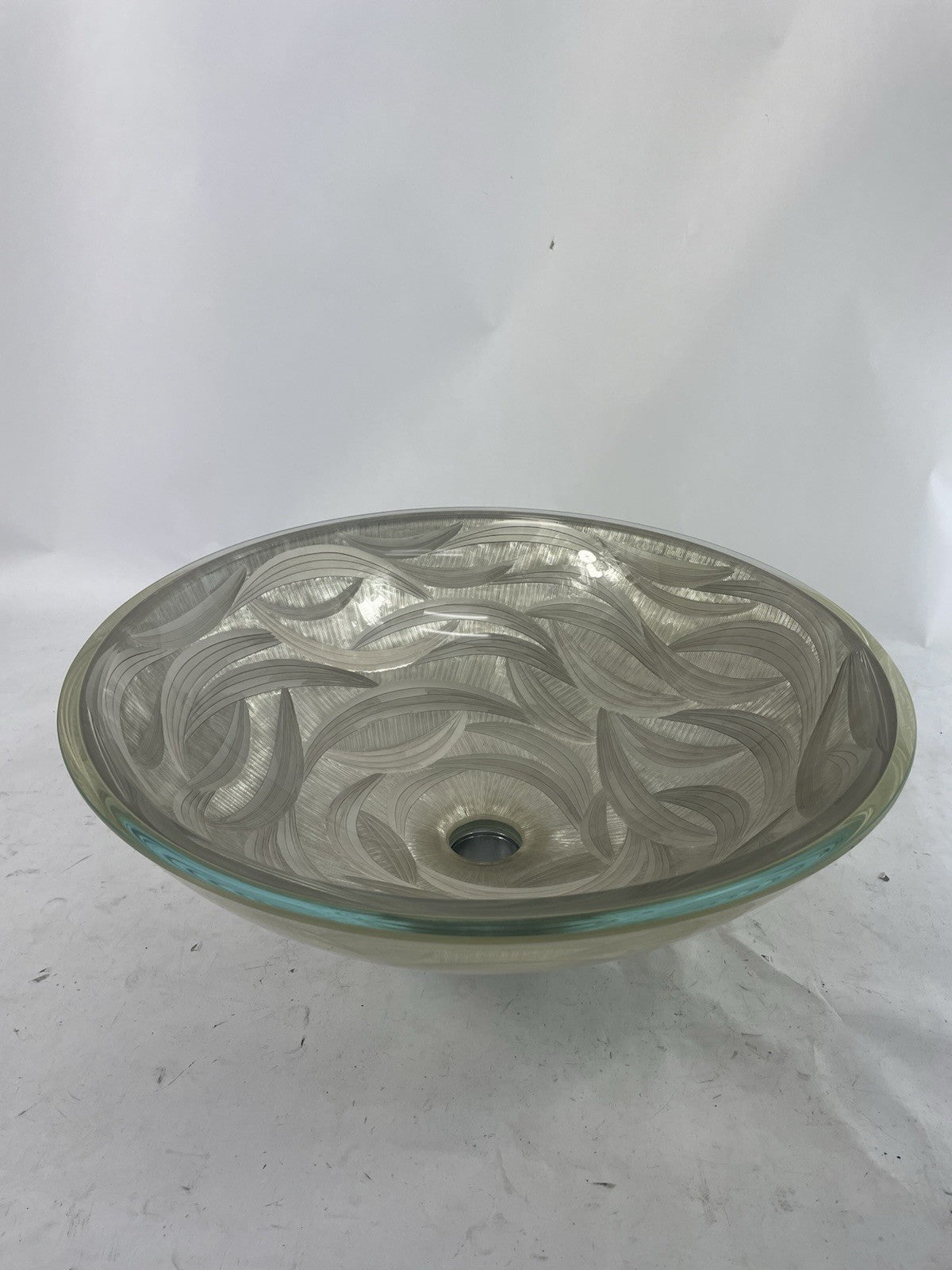 Vitraform Freestanding Oval Glass Sink 17" Pattern With Chrome Overflow Hardware
