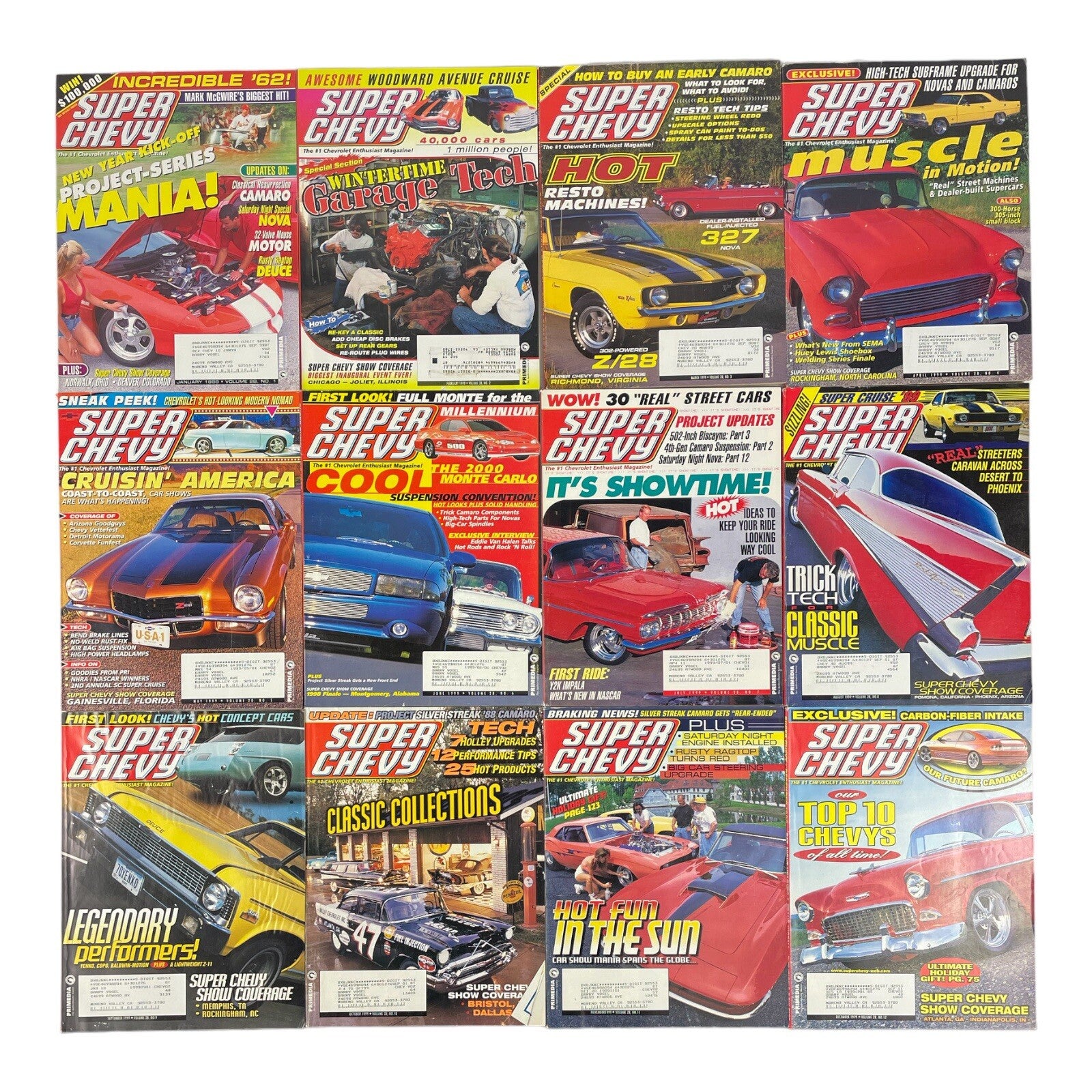 Lot of 12: SUPER CHEVY MAGAZINES Complete Full Set 12 issues Jan to Dec 1999