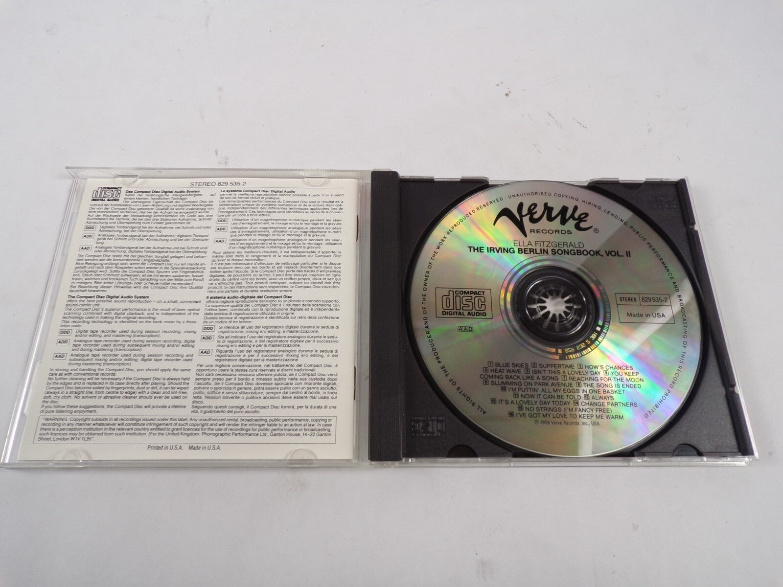 Ella Fitzgerald THe Irving Berlin Song Book Blue Skies Suppertime How's CD#51
