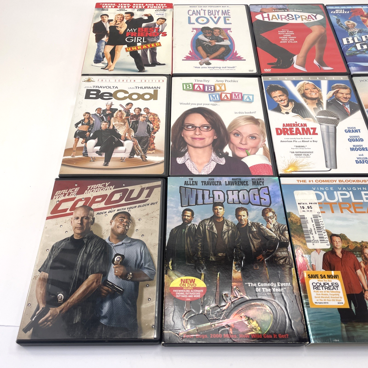 DVD Lot of 12 COMEDY Movies Couples Retreat, Copout, Hairspray BeCool Baby Mama