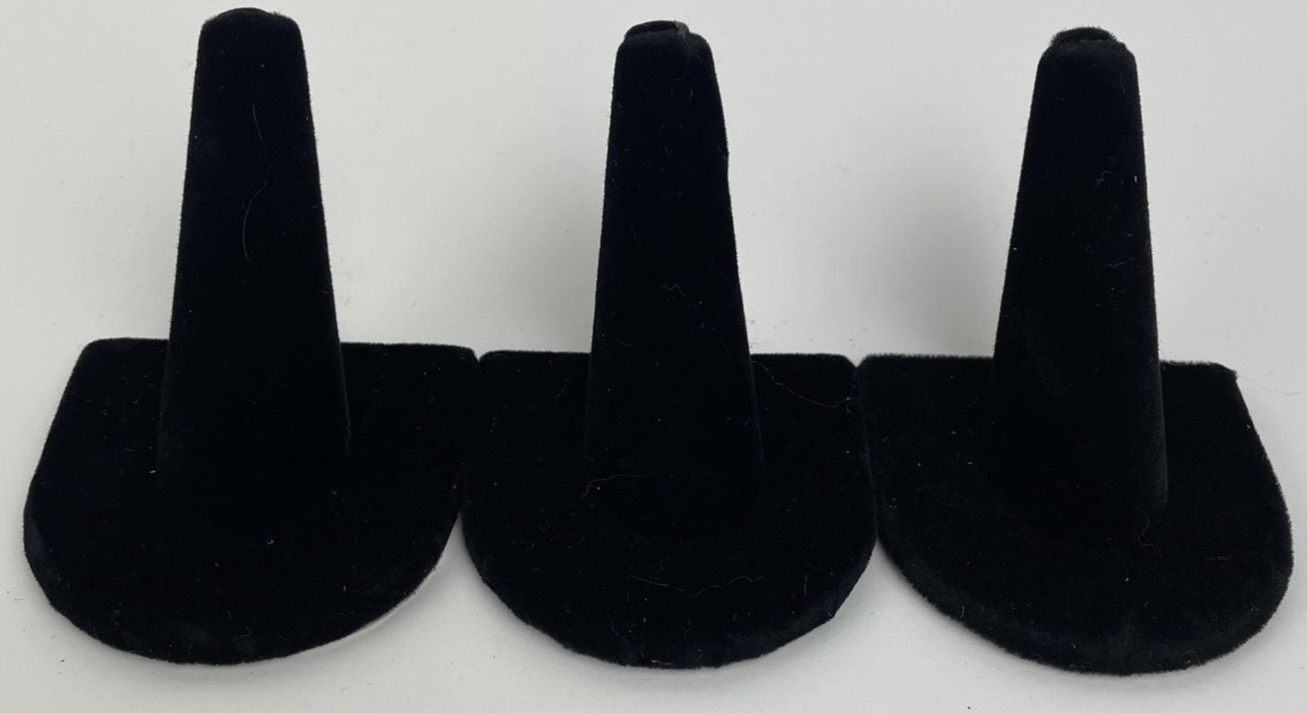 Lot of  3 x Black Velvet Ring Finger Jewelry Holder Showcase Display Stand