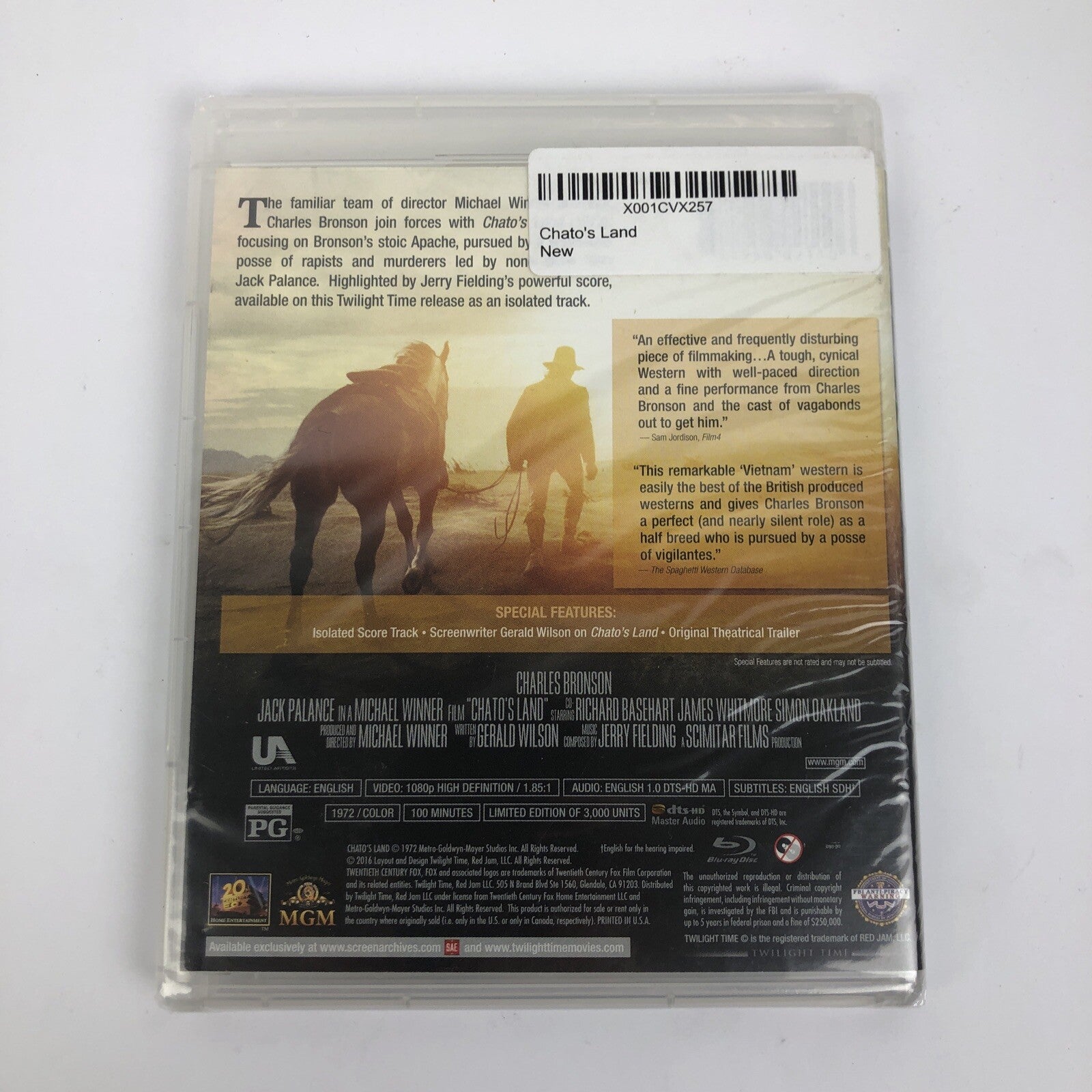 Chato's Land (1972) Blu-ray Twilight Time Limited Edition Charles Bronson OOP