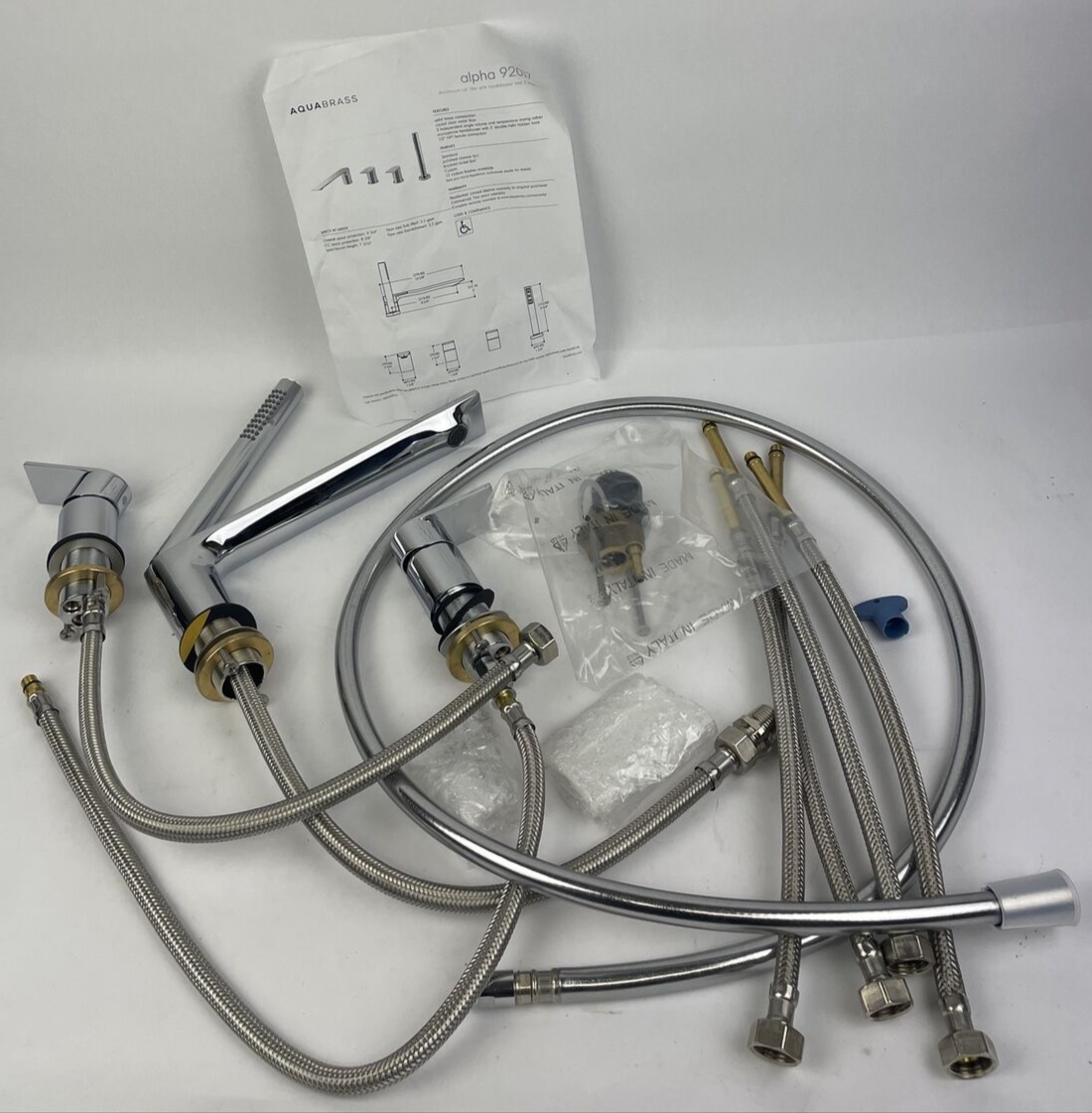 AQUABRASS alpha 92017 Deckmount Tub Filler with Handshower and 2 Mixers DEAL