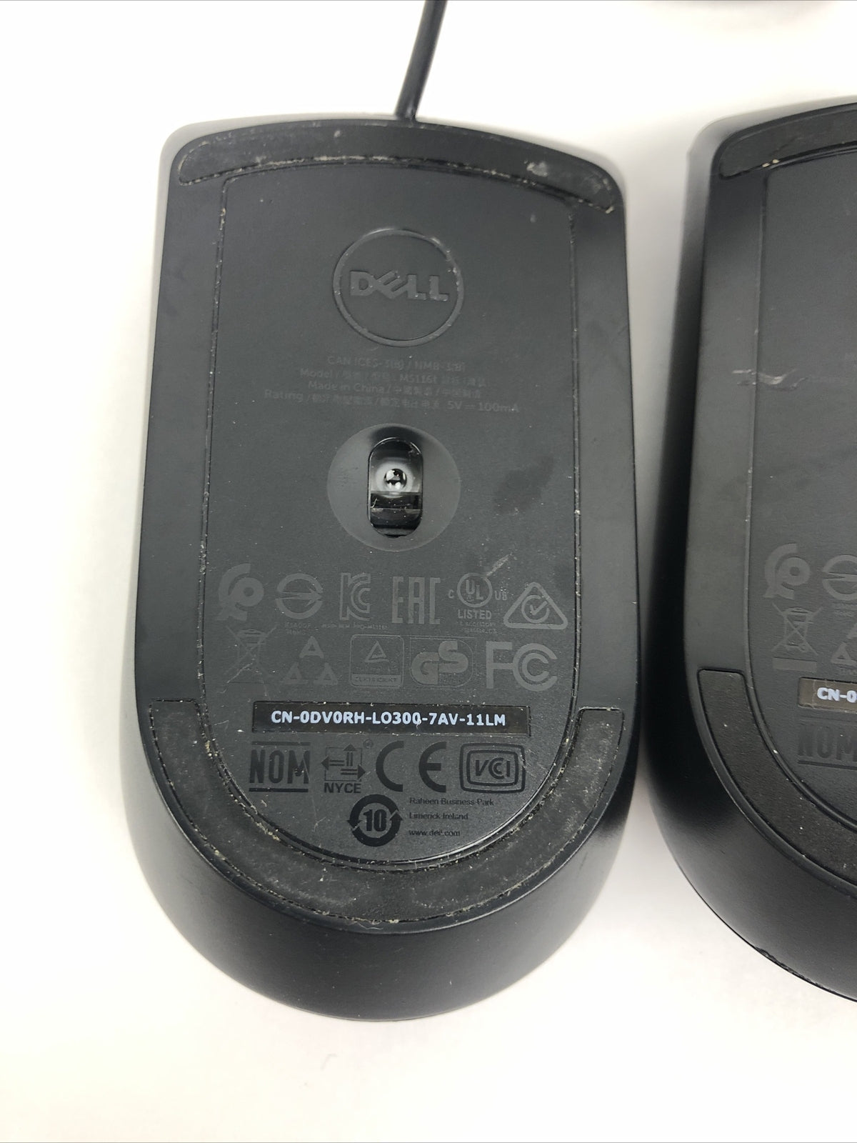 (Lot of 2) 2 x  Dell MS116 USB Wired Optical Scroll Wheel Black Mouse VGC LOOK