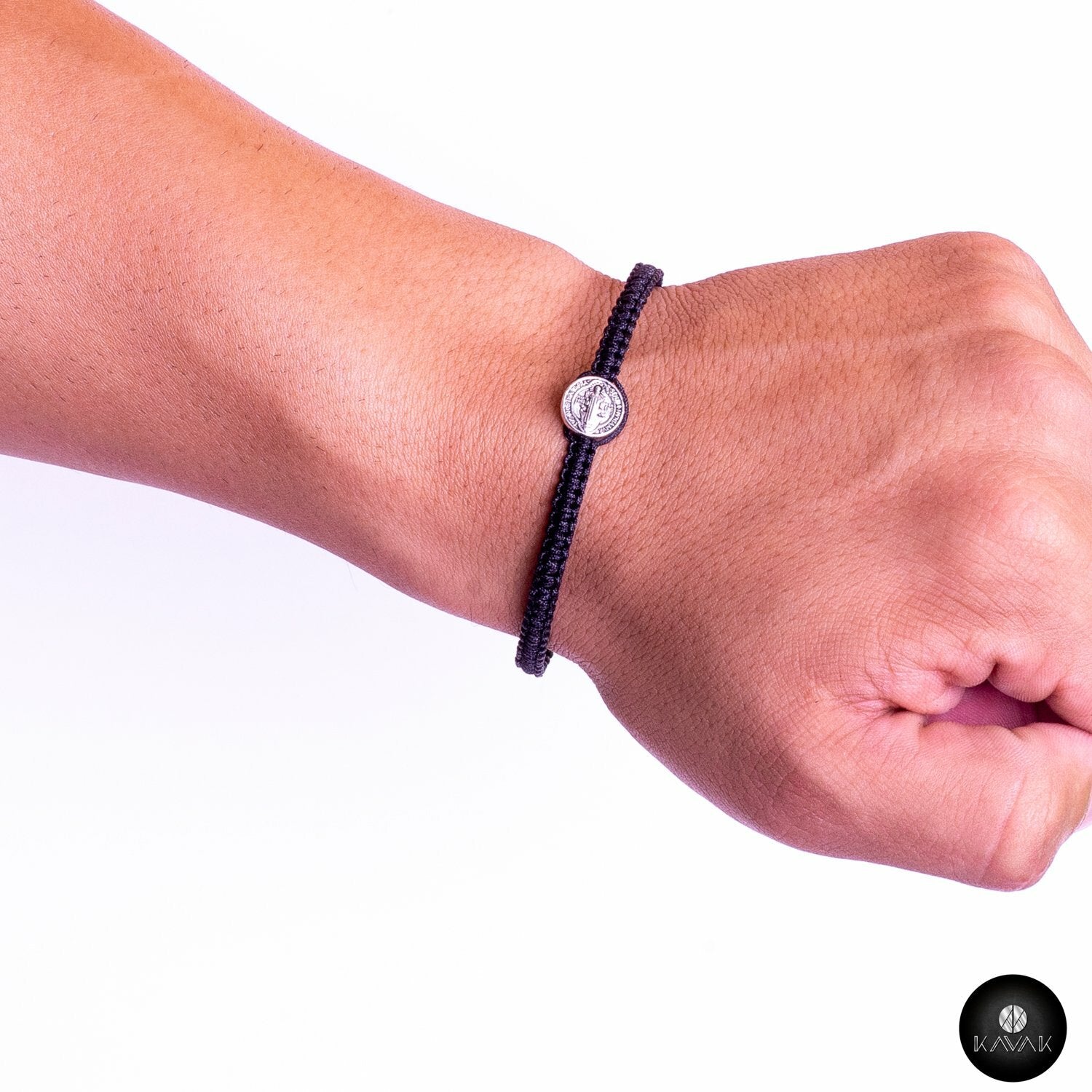 Kavak - Handmade Men Black - Saint Benedict Adjustable Bracelet 