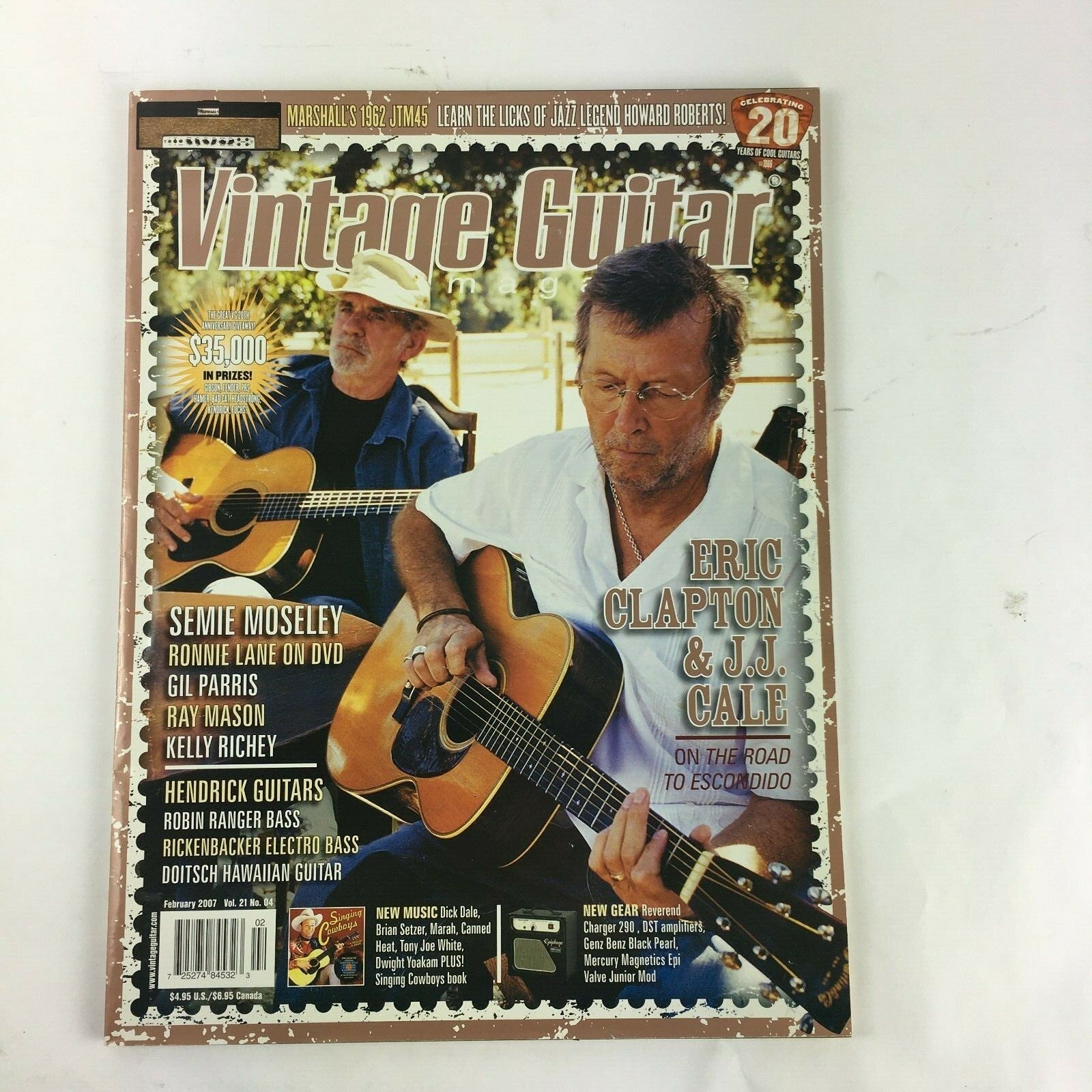 February 2007 Vintage Guitar Magazine Eric Clapton & J.J.Cale Semie Moseley