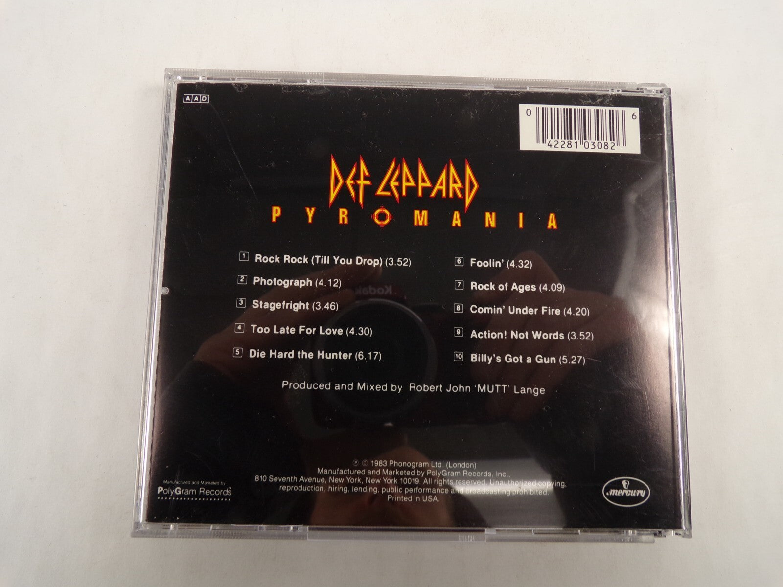 Def Leppard Pyromania Rock Rock Till You Drop Photograph Stagefright CD#54