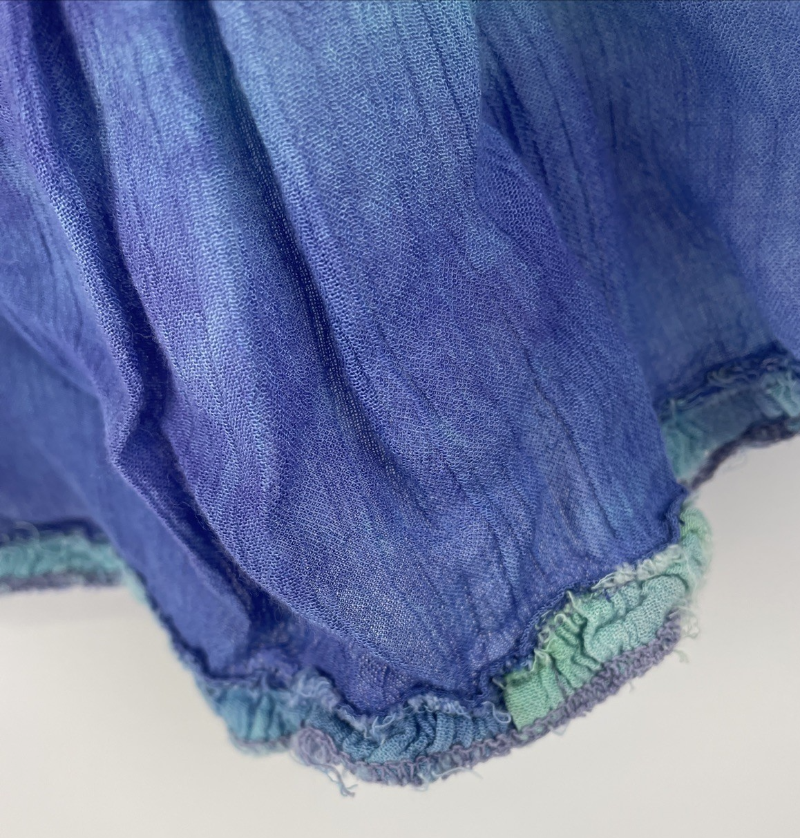 Roaman's Tops Women's Purple Green Tye-Dye Blouse top w Crochet Neckline Sz Med