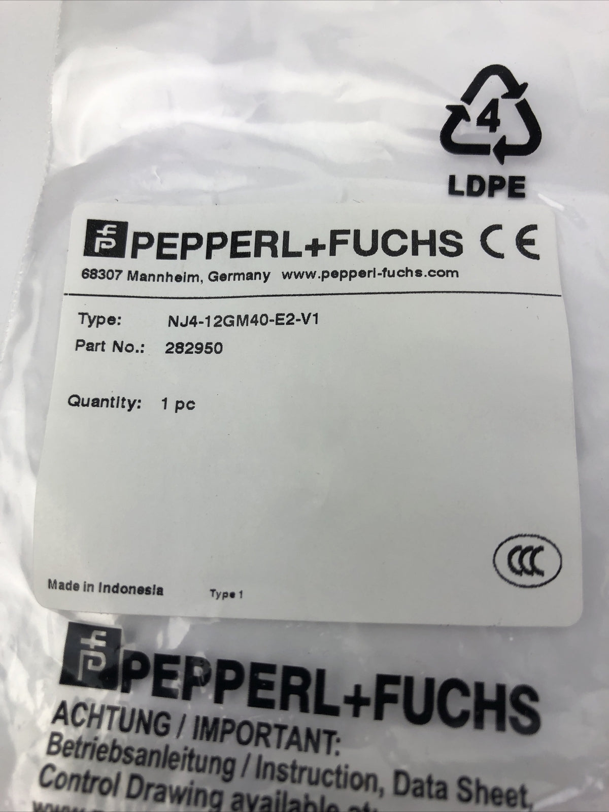 1pc PEPPERL and FUCHS Inductive Sensor NJ4-12GM40-E2-V1 (282950) 60V - USA Ship