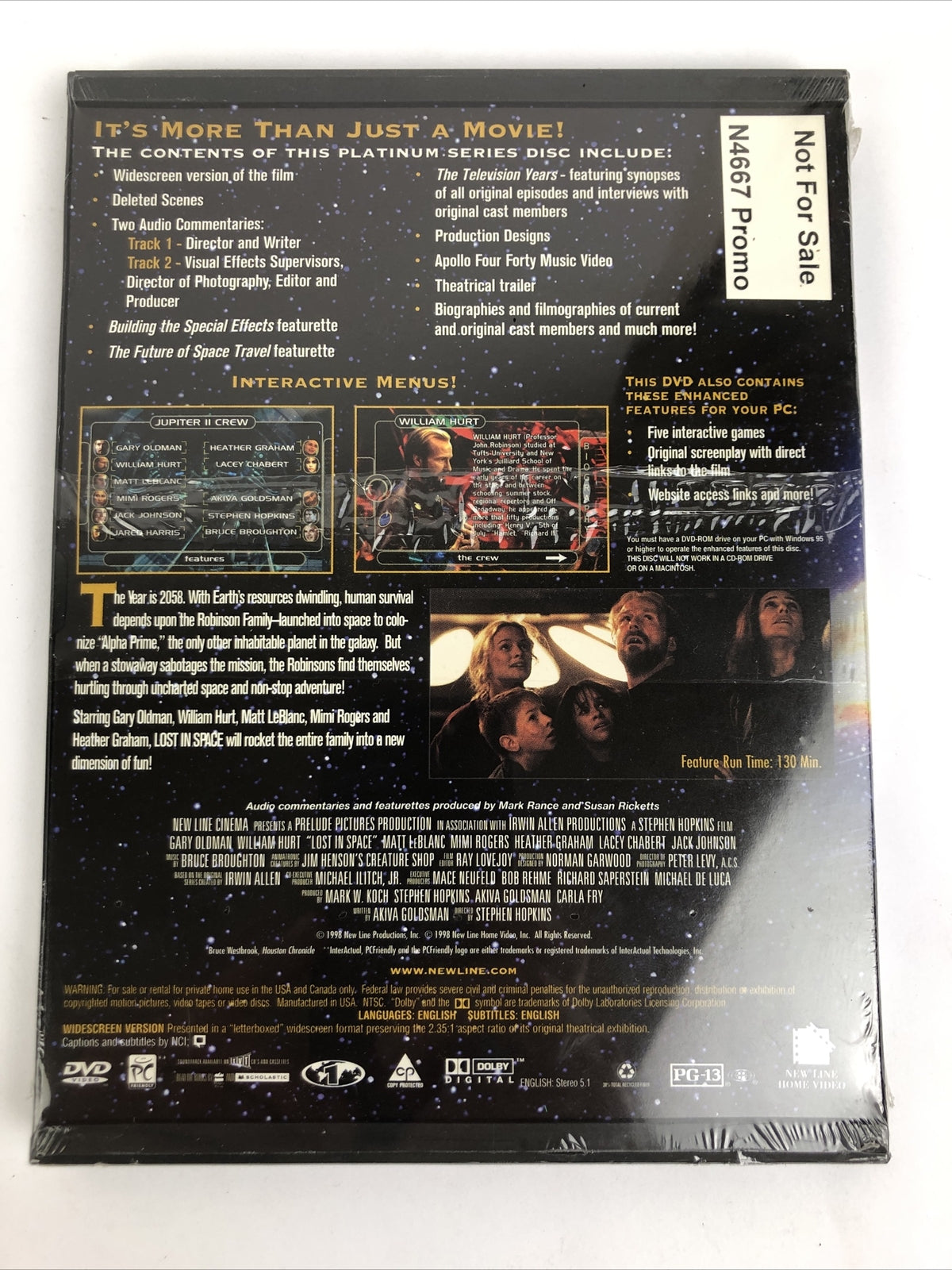 Lost In Space (DVD, 1998) Snap Case - Interactive Menus - Brand New