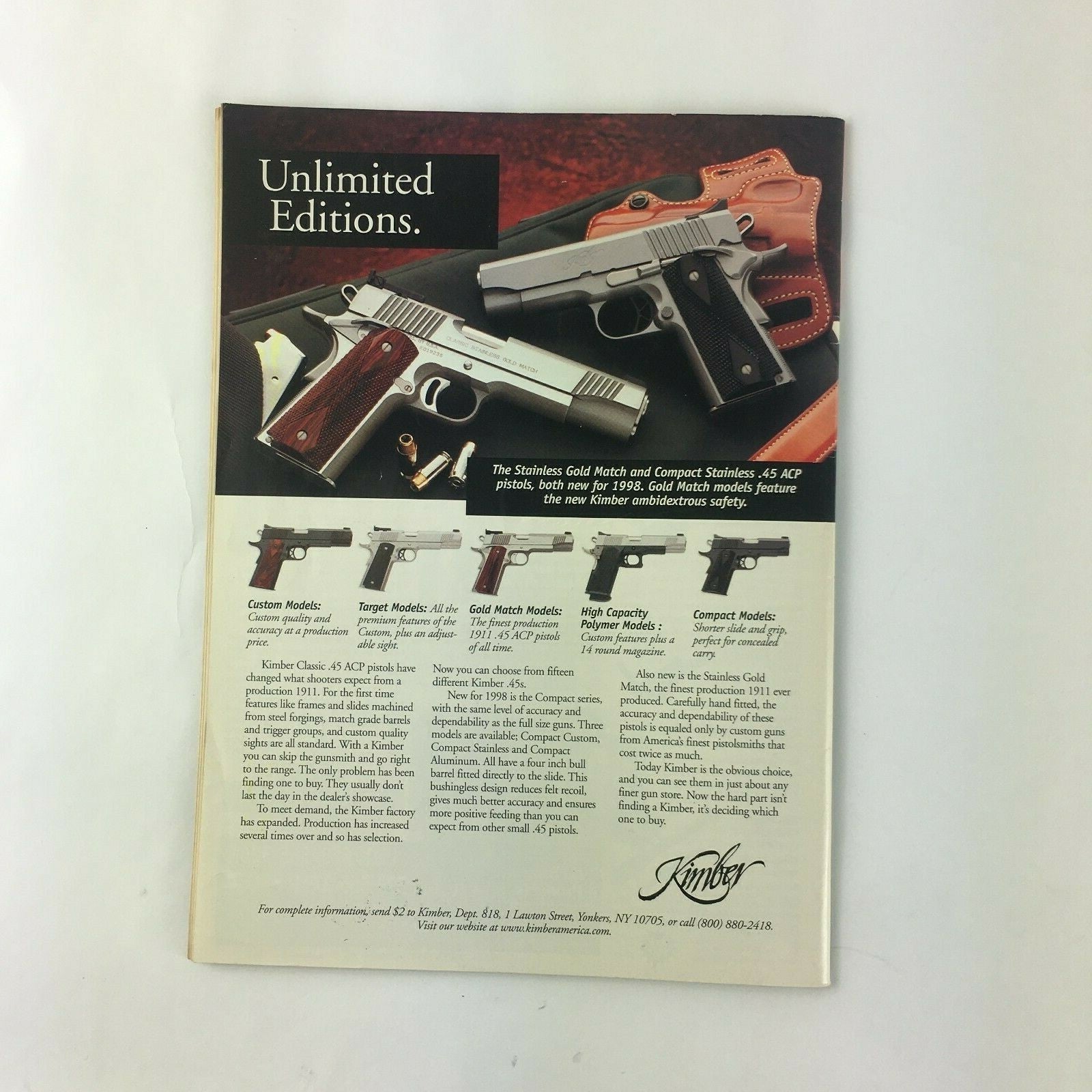 October 1998 Guns & Ammo Magazine Awesome Autos Ruger's Bisley Vaquero P.08/.45