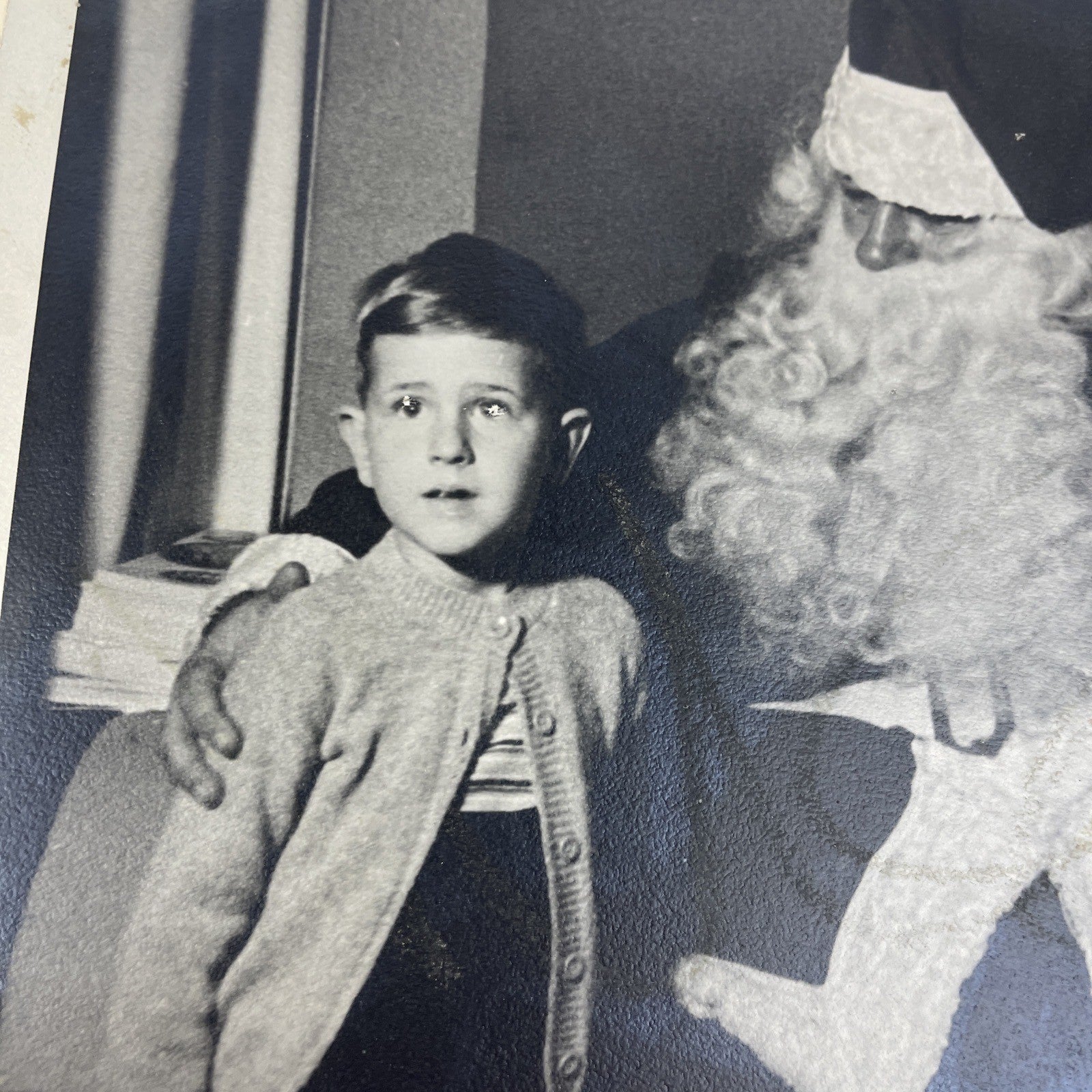 Vintage Photo Of A Young Boy Visiting Santa Claus  1946 With Folder Santa FOTO