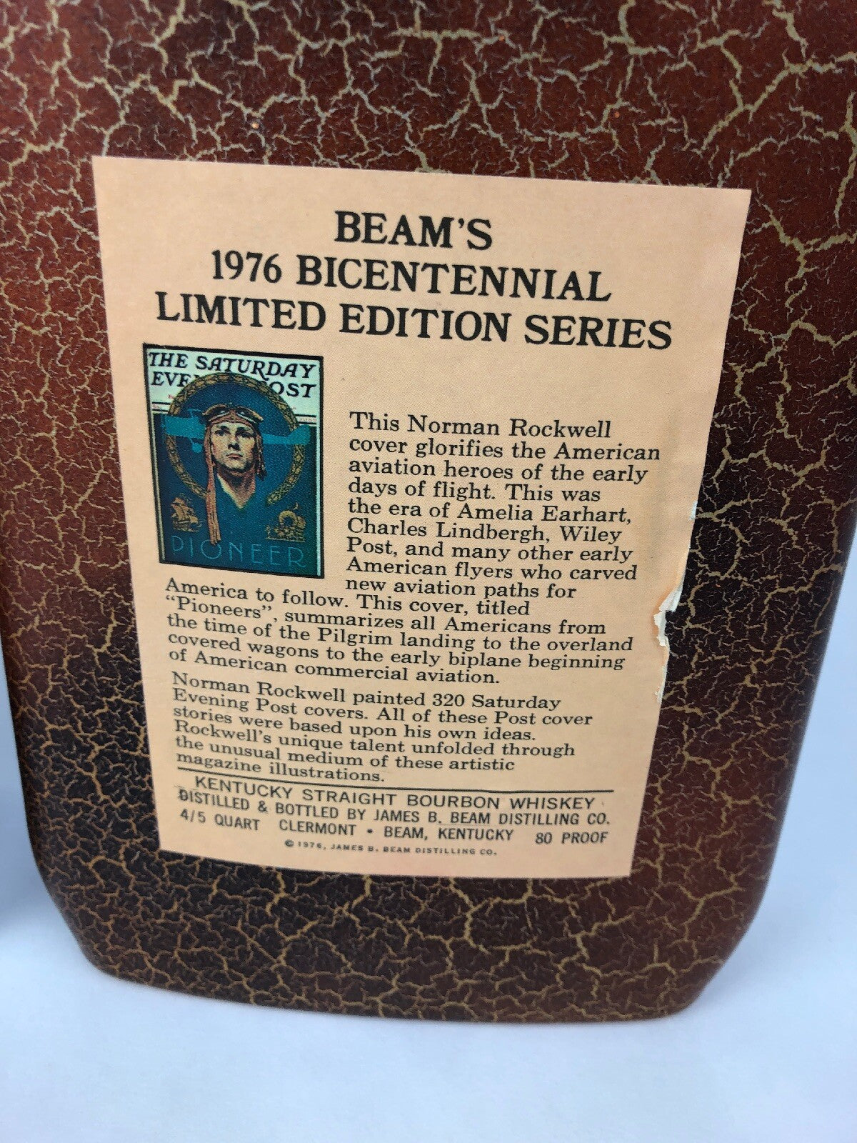 Jim Beam AVIATION pioneer SATURDAY EVENING POST decanter ROCKWELL W Box