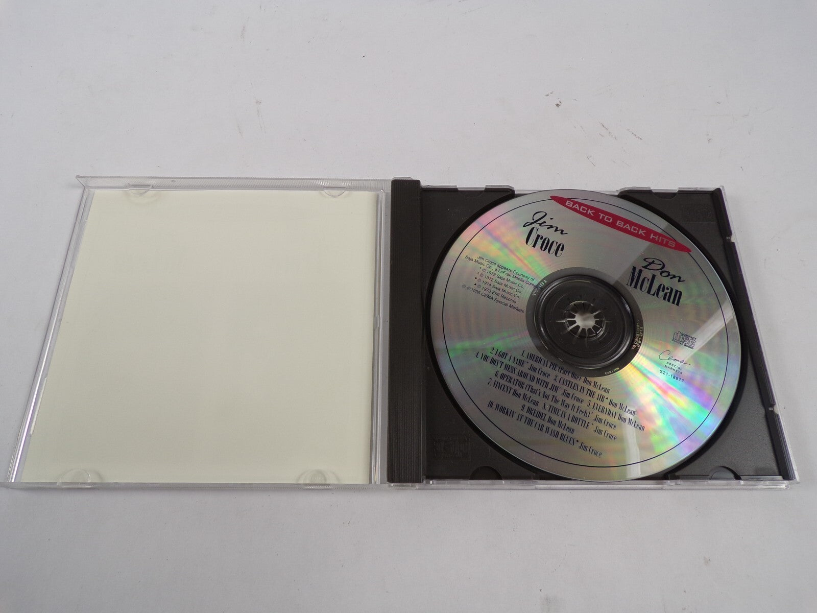 Back To Back Hits Jim Croce Don McLean American Pie I Got A Name Dreidel CD#48