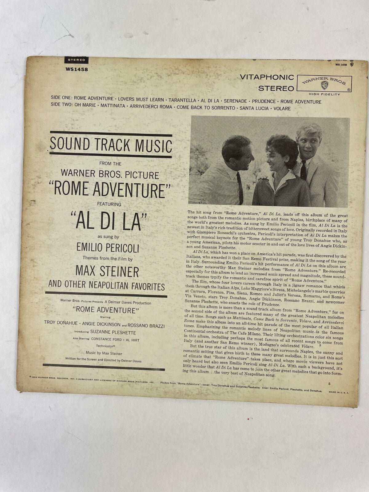 Room Adventure Sound Track Music Al Dila Warner Bros Picture Vinyl Record