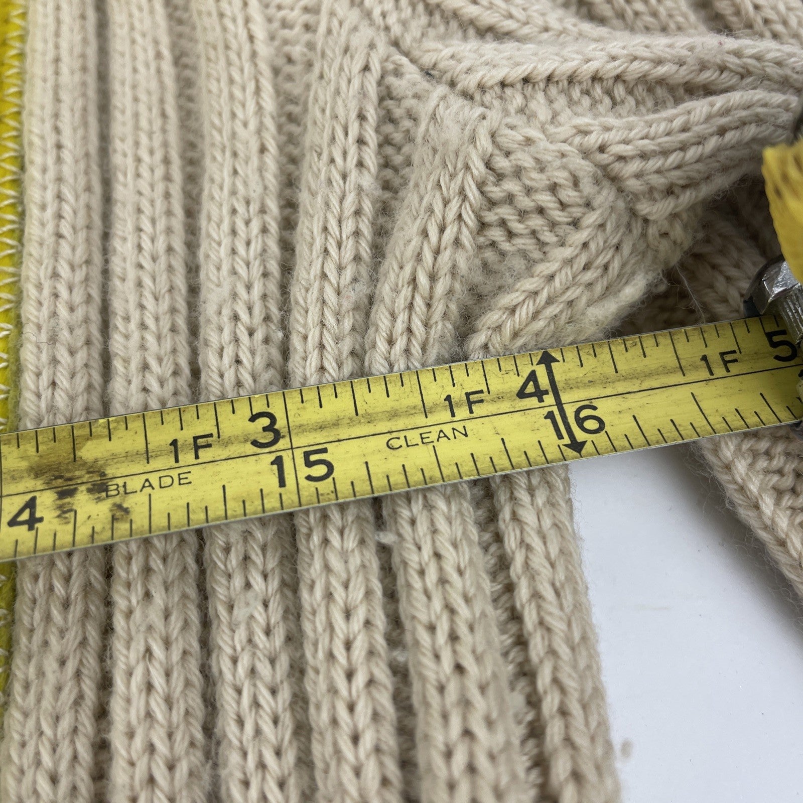 Vintage Missoni Pure Wool Beige w Yellow Stripes Sz Small Made in Italy