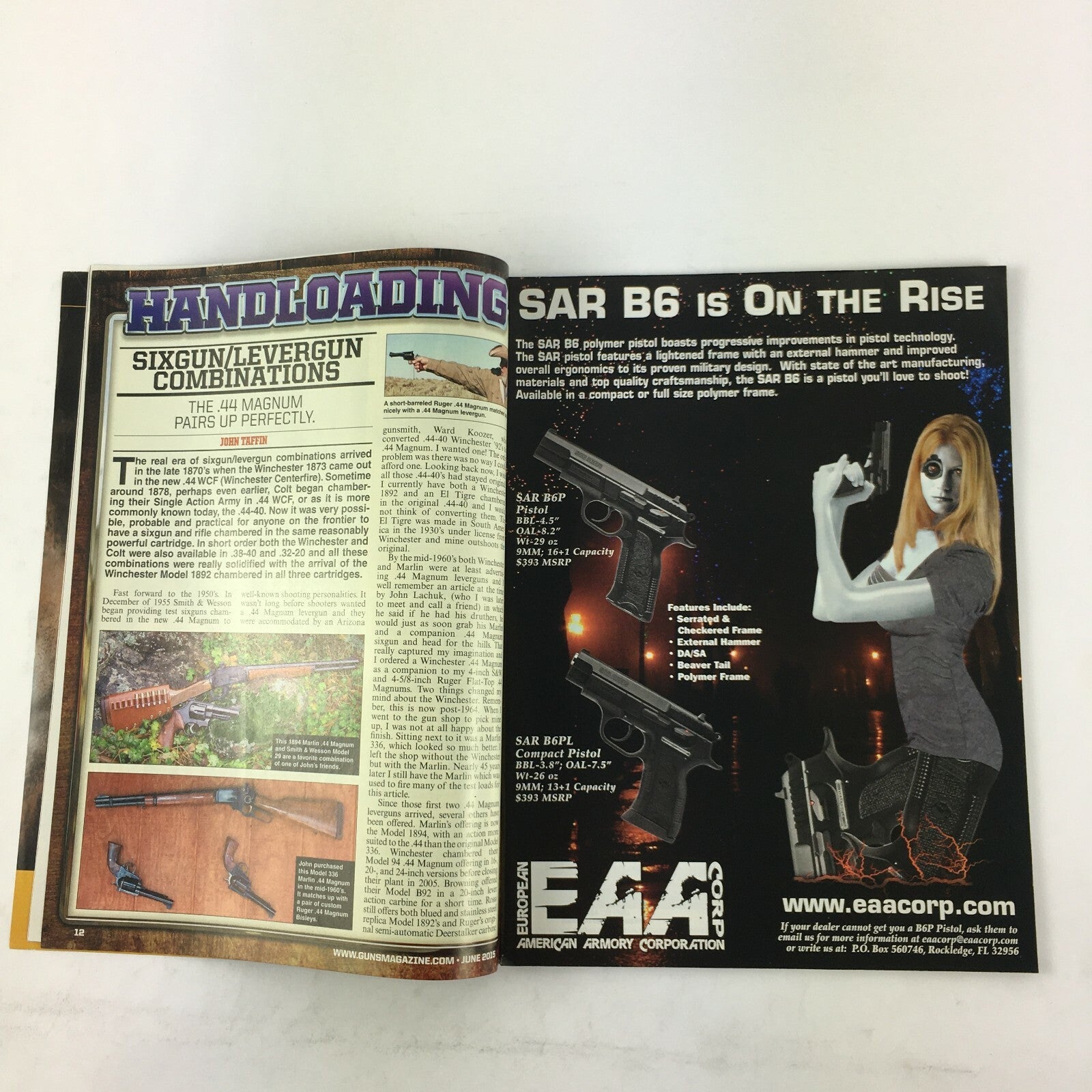 June 2015 Guns Magazine .300 AAC Caribou Killer Bearcat .22 LR .44 Magnum .308