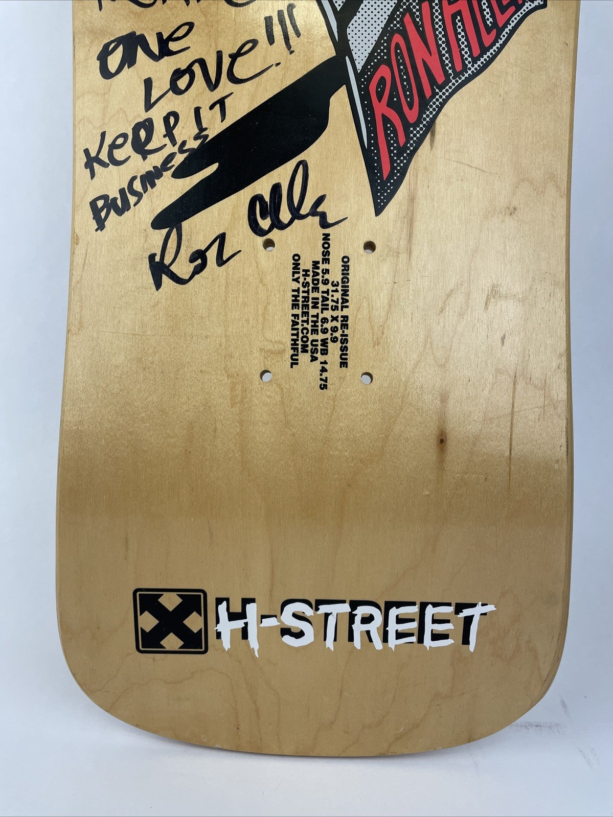 RON ALLEN Original RE-Issue Deck, H-Street Skateboards Made in the USA - Signed