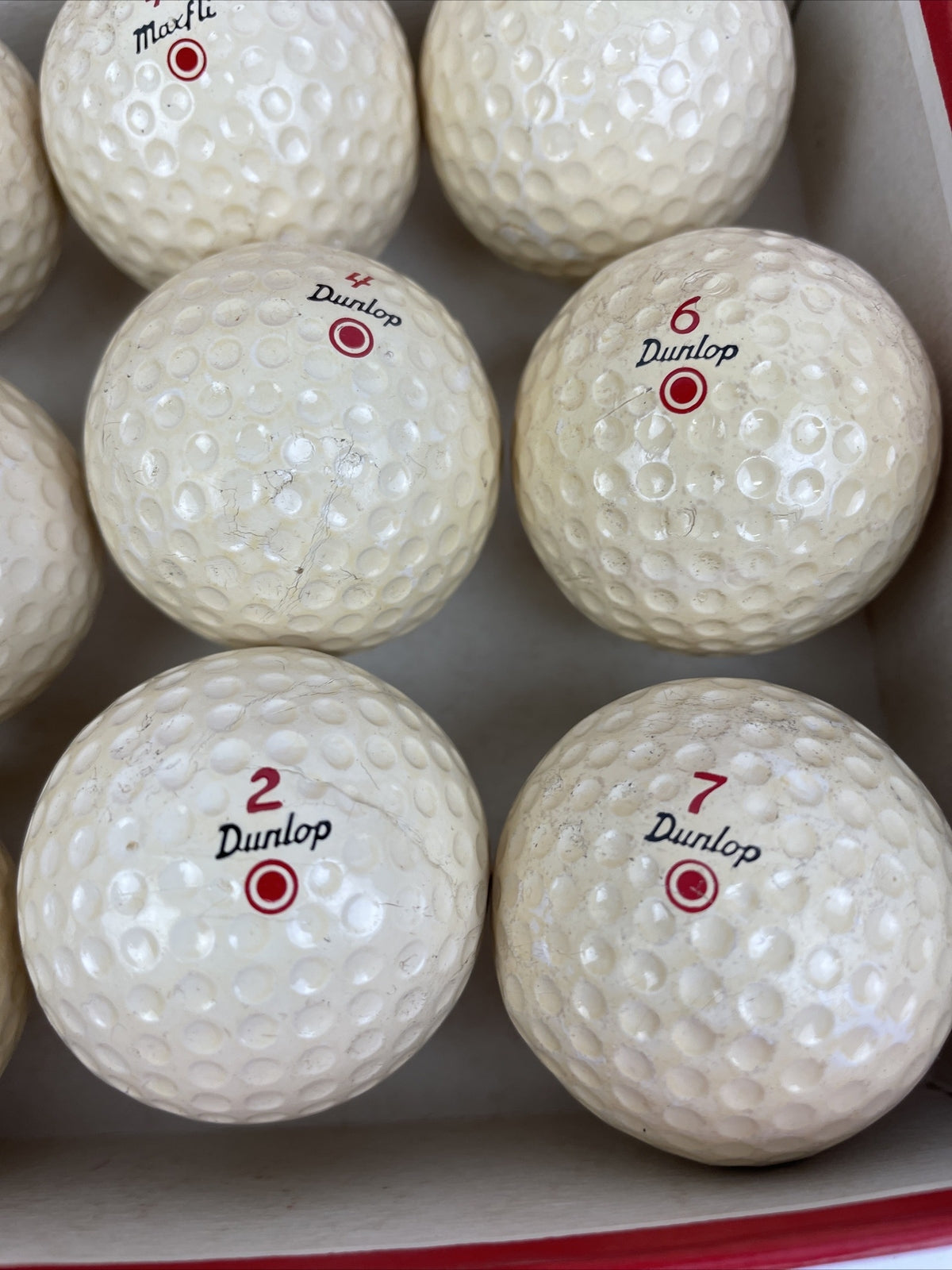 Vintage 1970’s Maxfli by Dunlop Red Golf Balls One dozen with Original Box