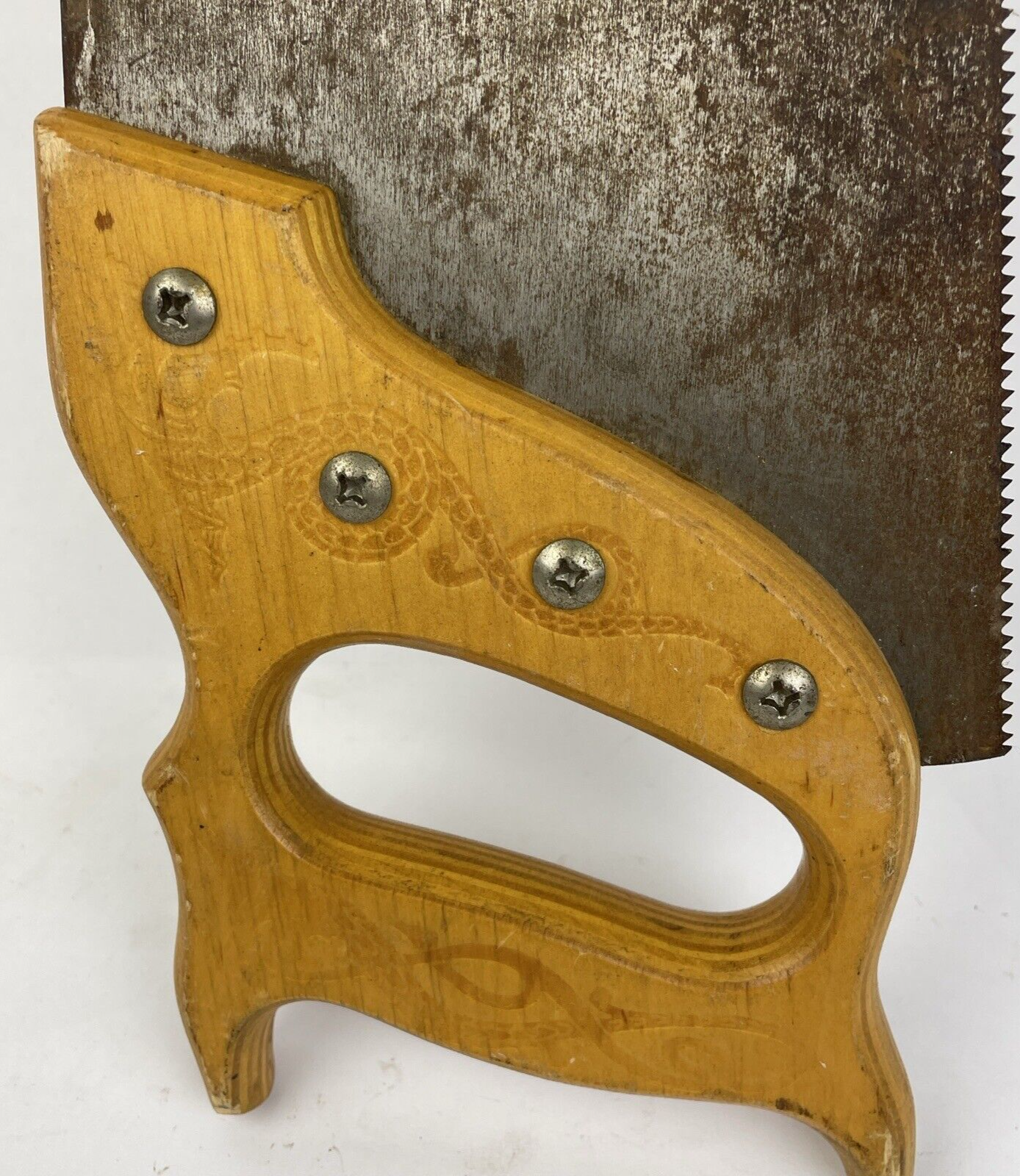 SANDVIK HOGBOO Hand Saw 271 Made in Sweden Wooden Dragon Handle Vintage VGC