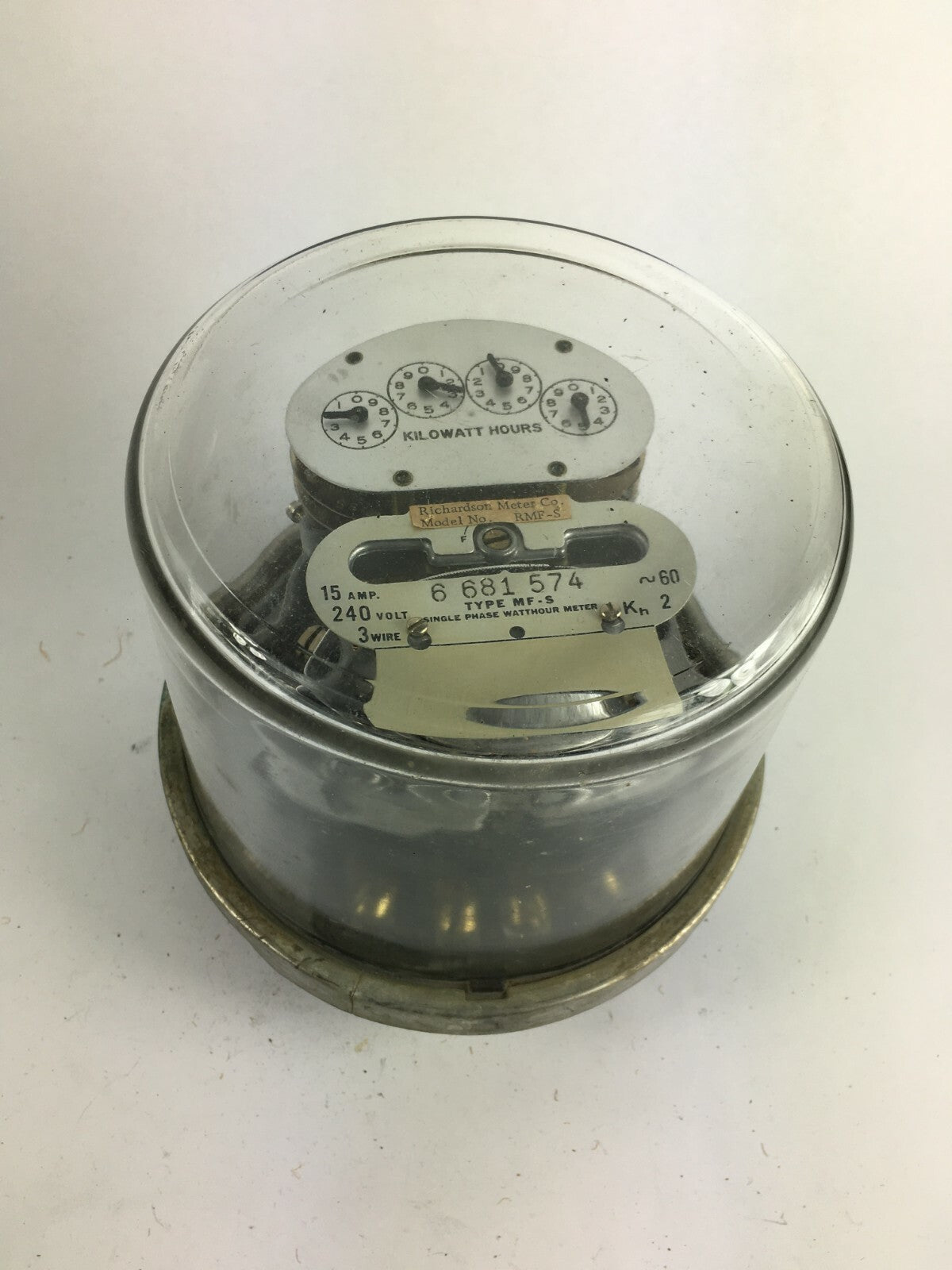 Richardson RMF-S Kilowatt Hours Single-Stator Watt Hour Meter Type MF-S 240v 3w