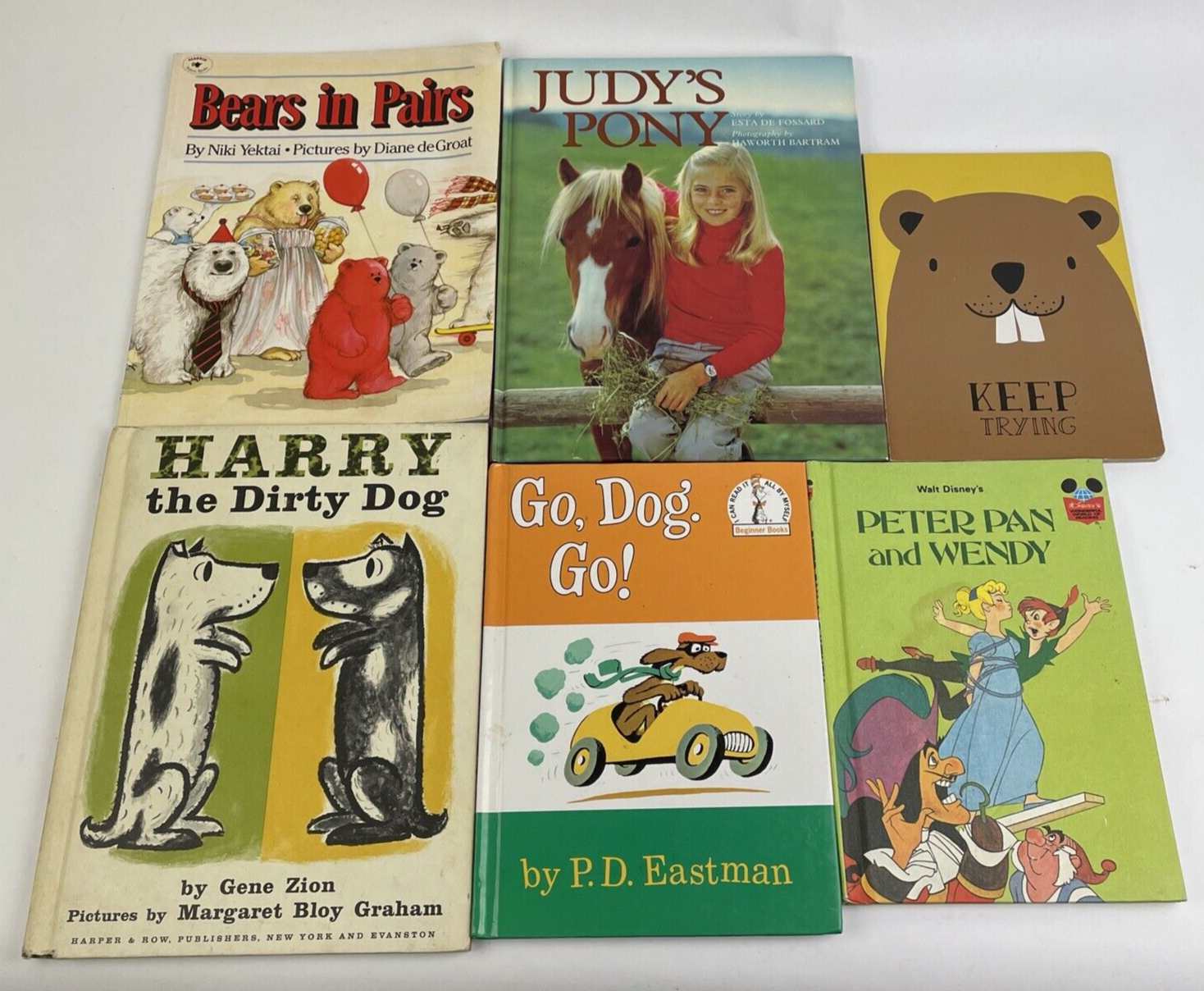 Children's Book Lot of 6 Go Dog Go! Judy's Pony Harry the Dirty Dog Keep Trying