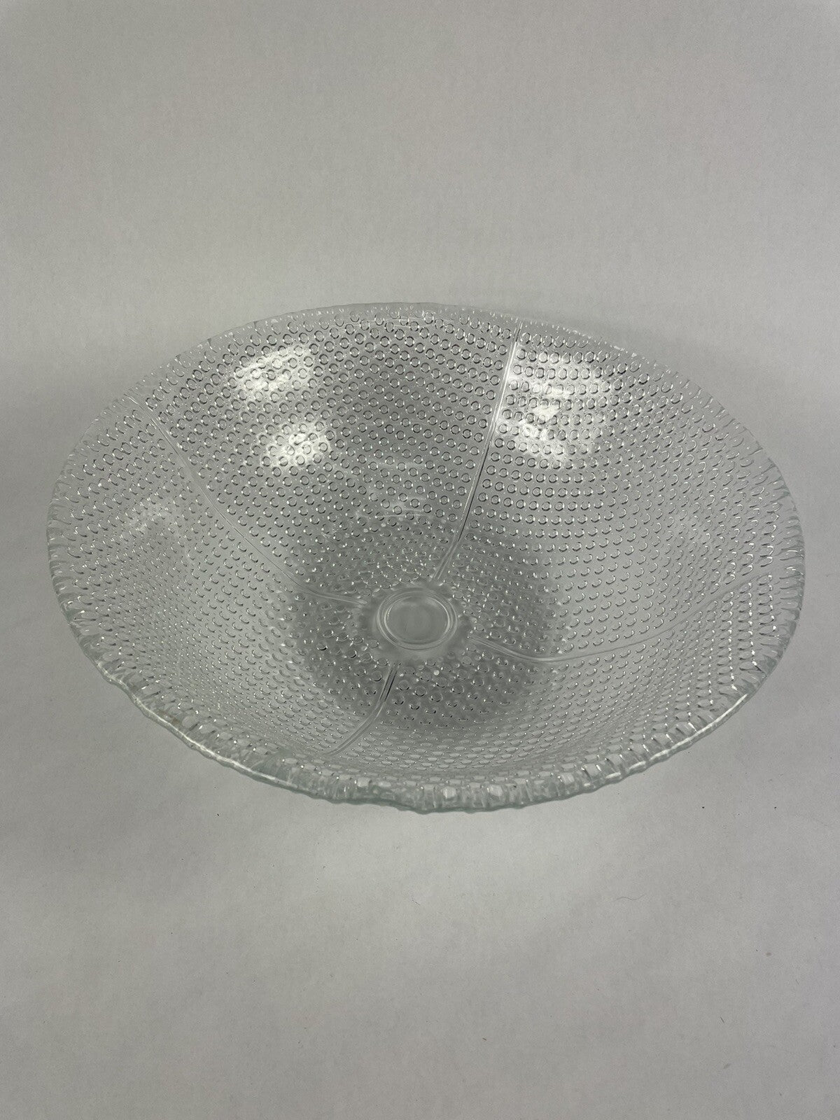 Fenton Hobnail Design Ruffled Clear Glass Fruit Bowl Large 12.5” Modern 