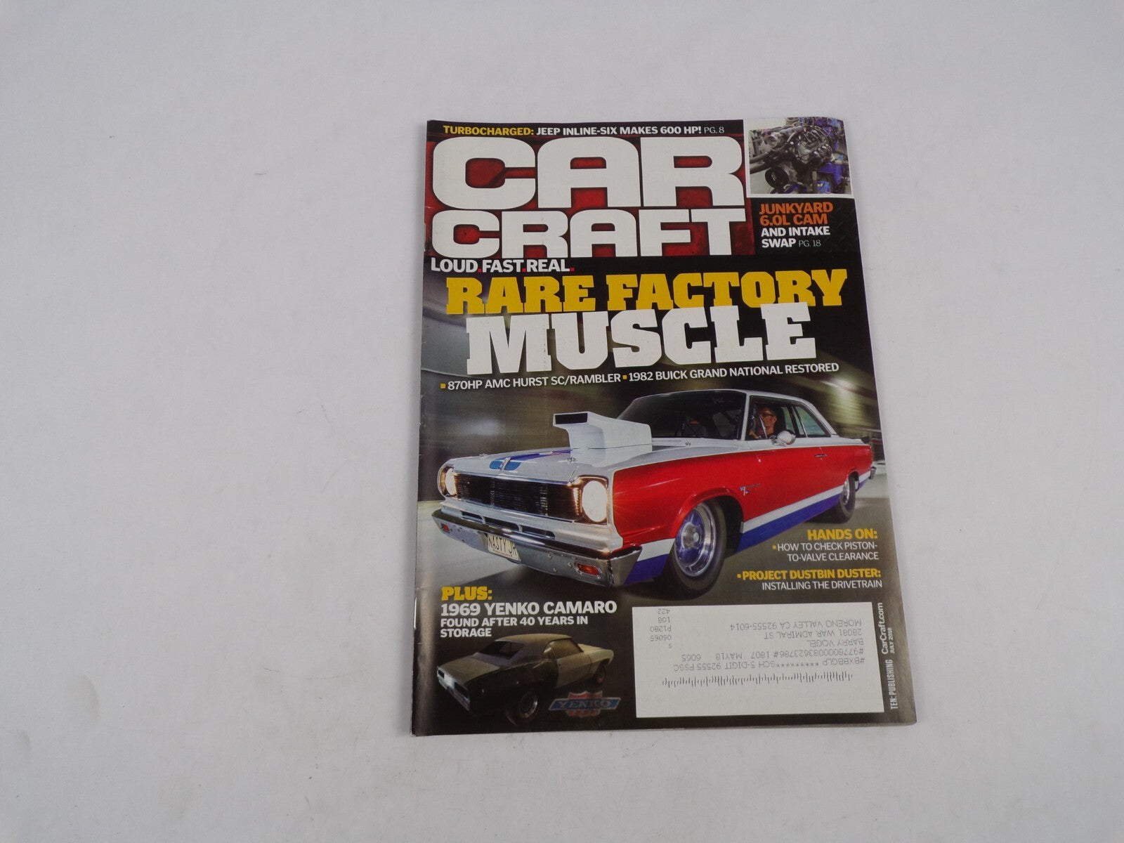 July 2018 Car Craft Rare Factory Muscle Loud Fast Real Turbocharged: Jeep Inline
