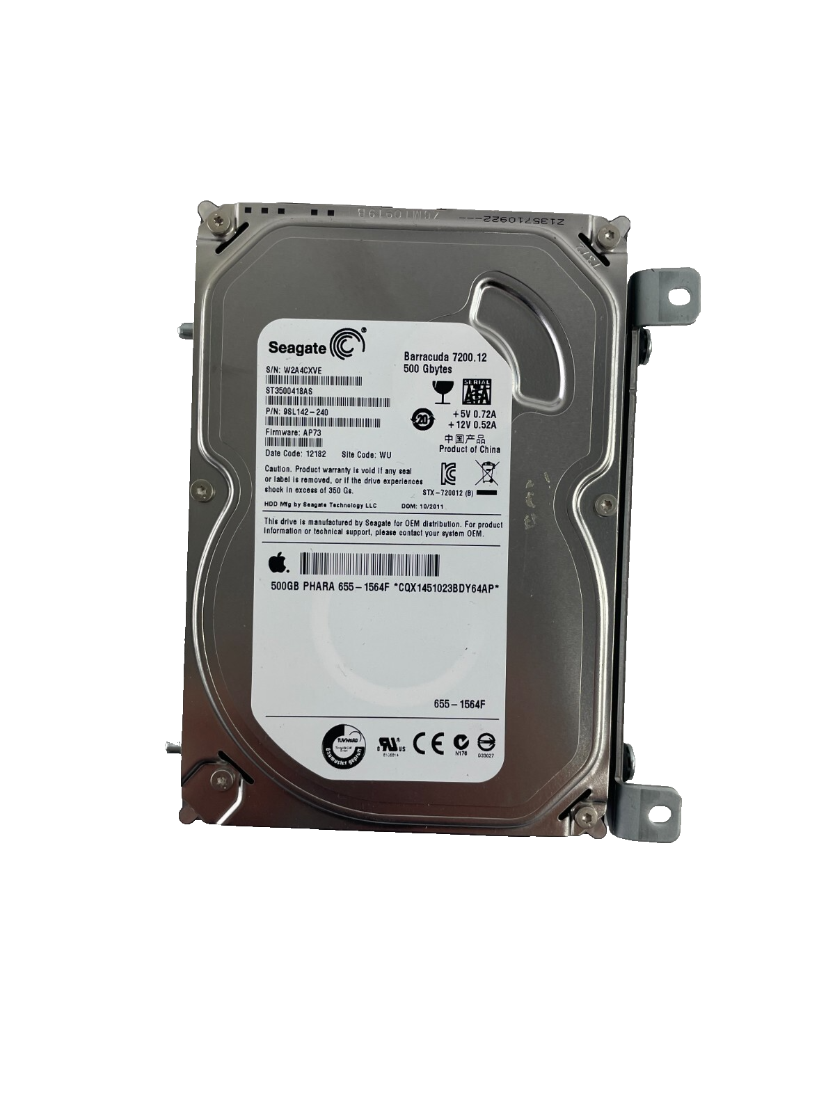 Seagate Model ST3500418A8 Barracuda 7200. 12 500GB Internal Drive Cache 16MB