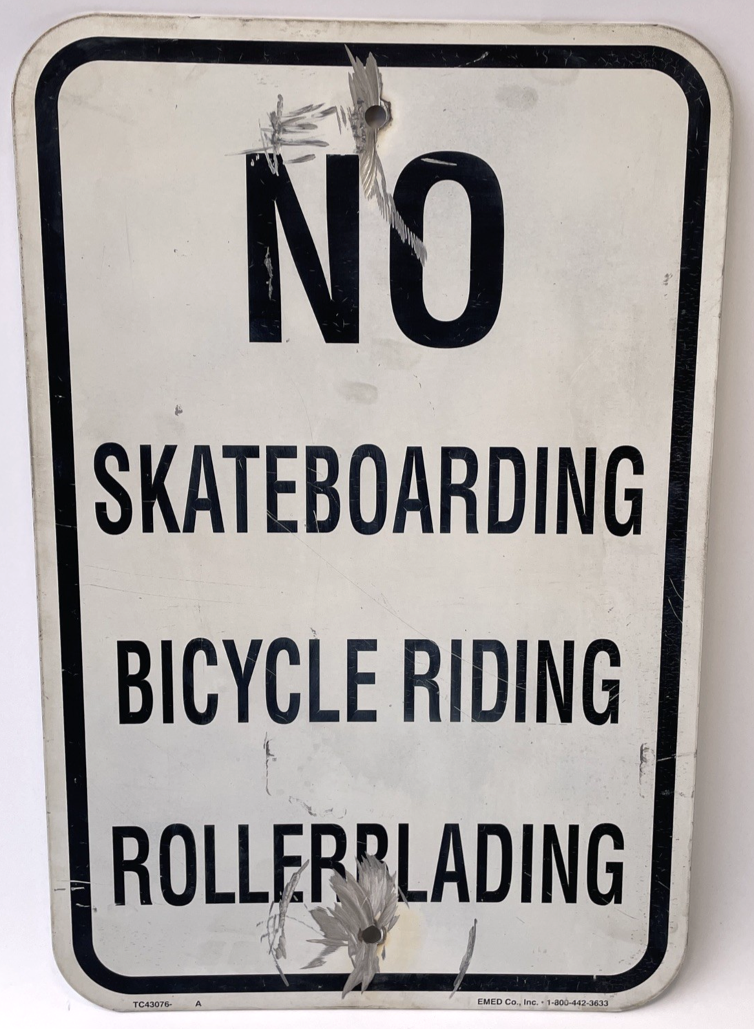 No SKATEBOARDING BICYCLE RIDING ROLLERBLADING Heavy Steel Metal Sign 12" x 18"