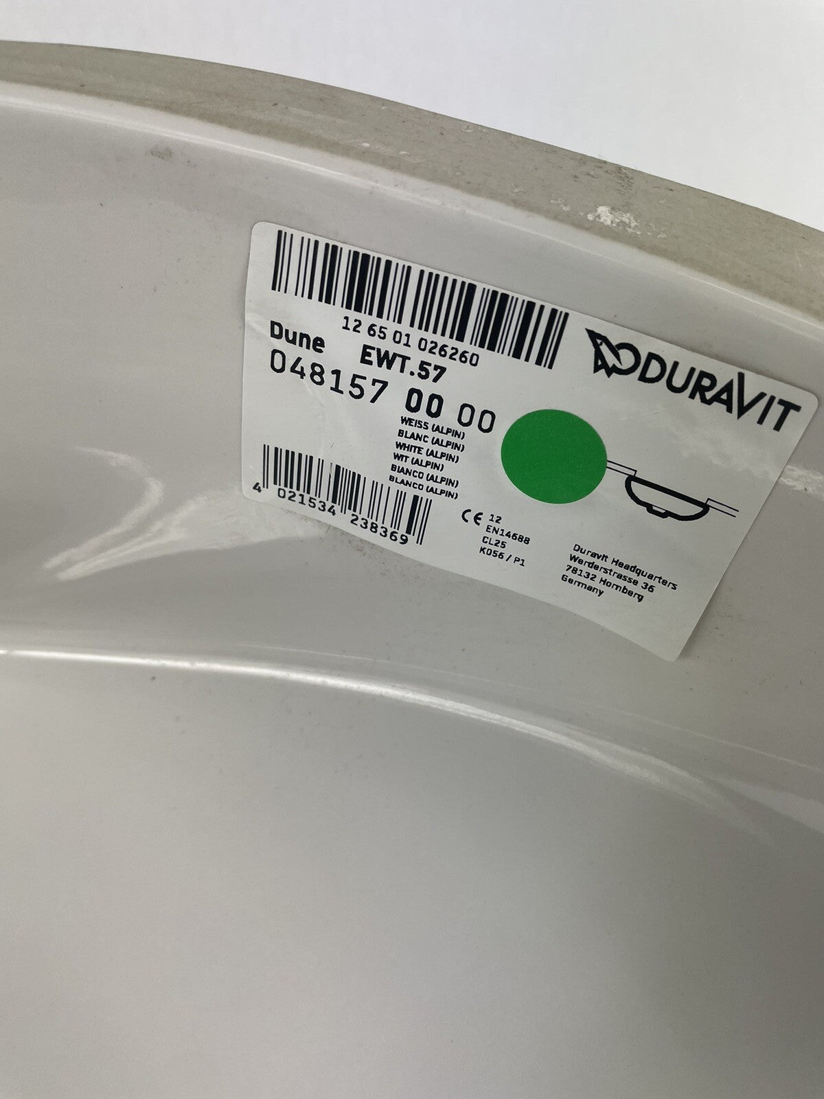 Duravit 048157 Dune 22 5/8"  Vanity Basin Bathroom Sink undercounter under-mount