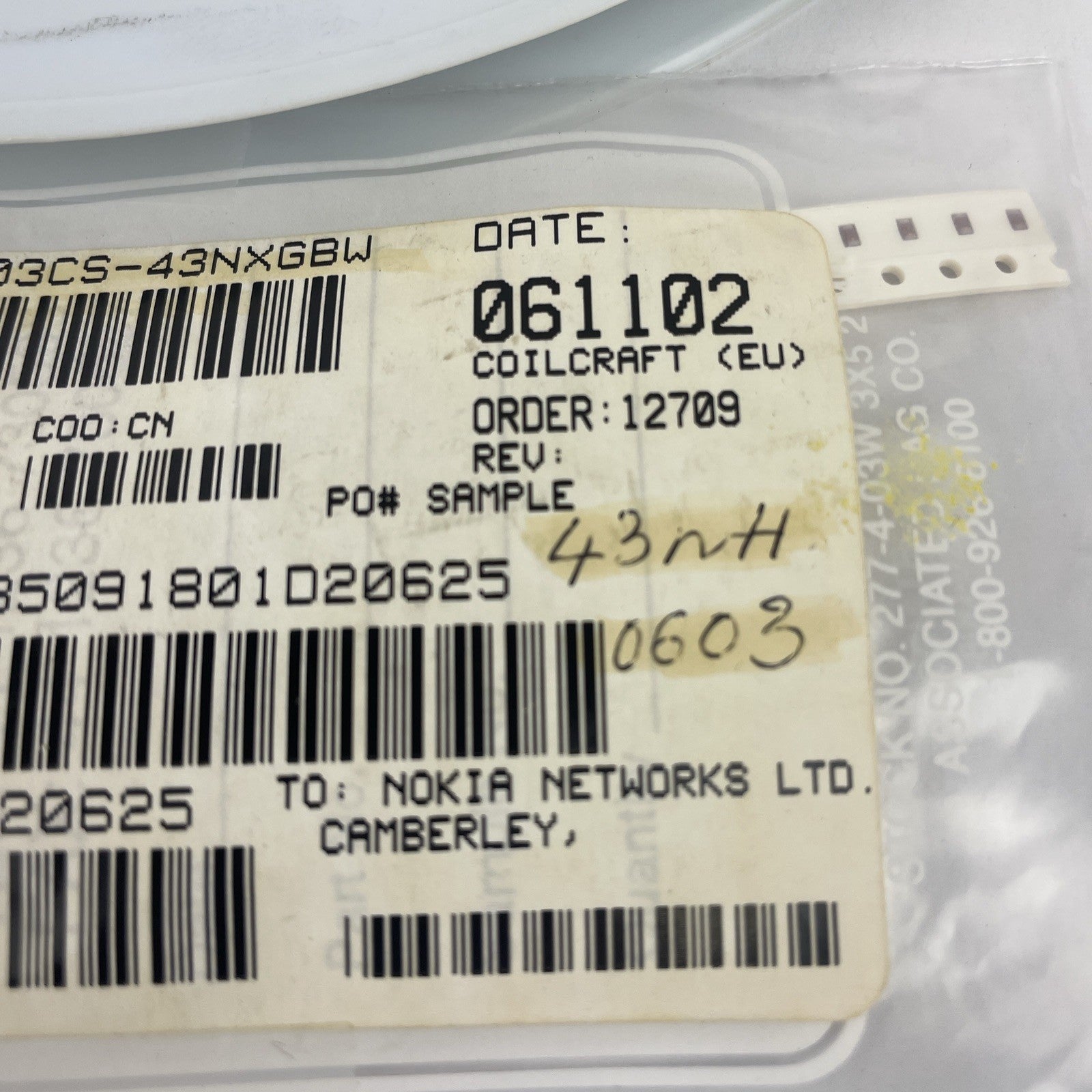 QTY (2030) 0603CS-43NXGBW COILCRAFT 43nH 0603 CERAMIC CORE CHIP INDUCTORS ROHS