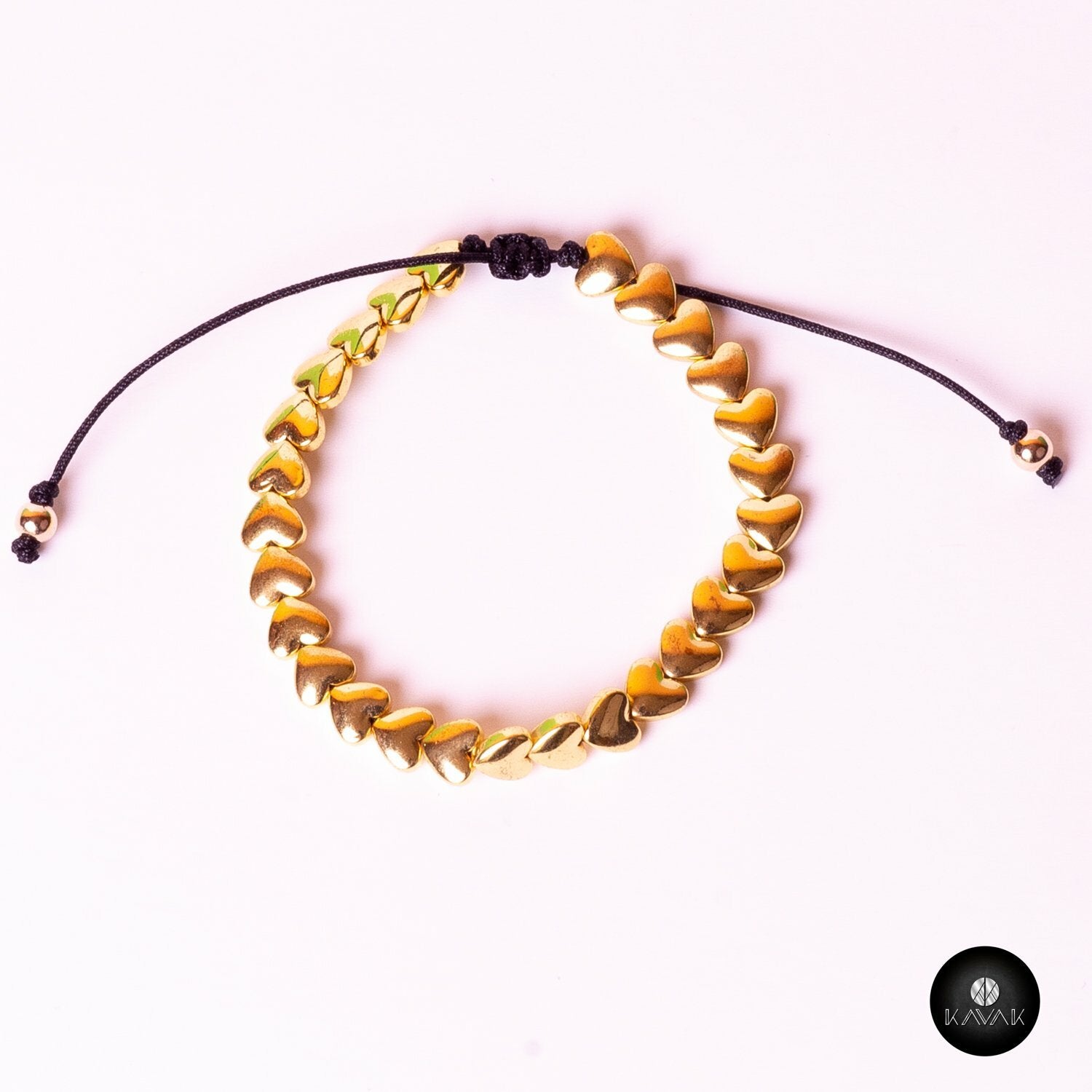 Kavak - Handmade Golden Hearts Adjustable Women's Bracelet