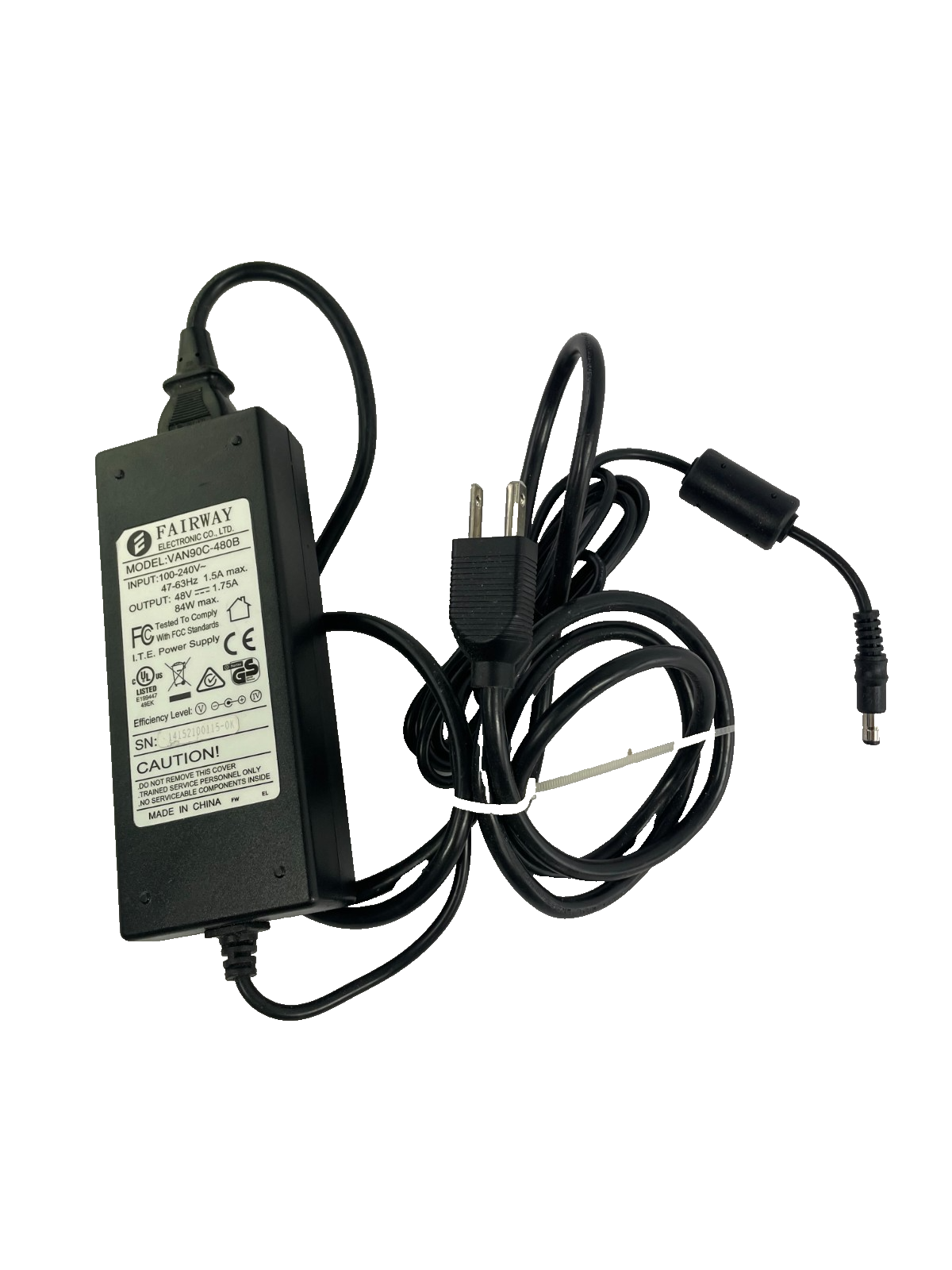 Geniune Fairway Model VAN90C-480B Output 48V 1.75A AC Power Supply Adapter #A71