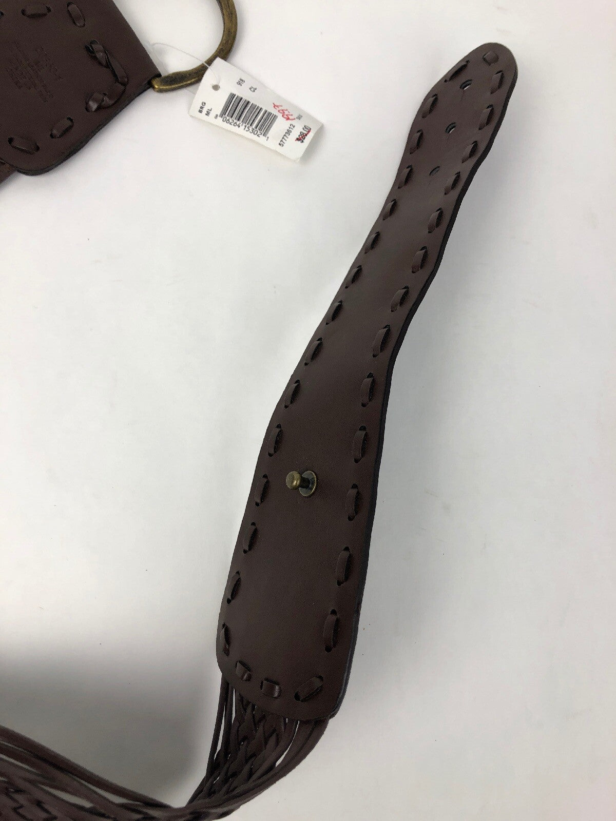 Women's Cognac Brown Genuine Leather Braided Woven Belt Size ML See Images