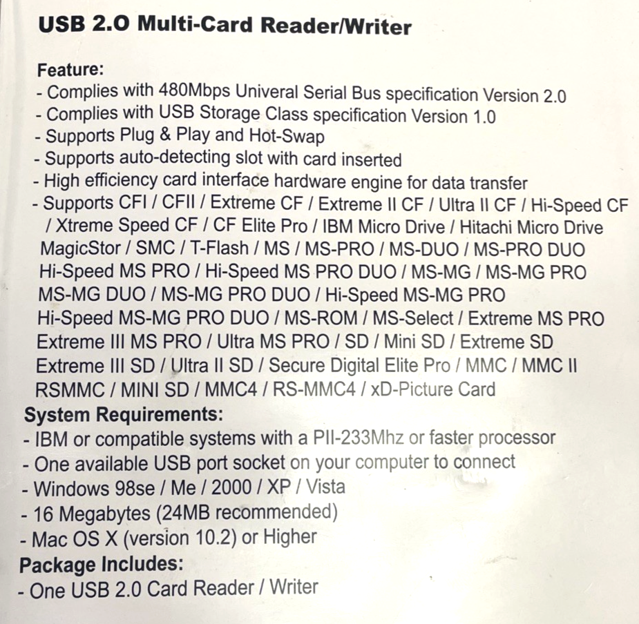 i DOT Connect USB 2.0 External Multi-Card Reader & Writer 43-in-1 SDHC Supported