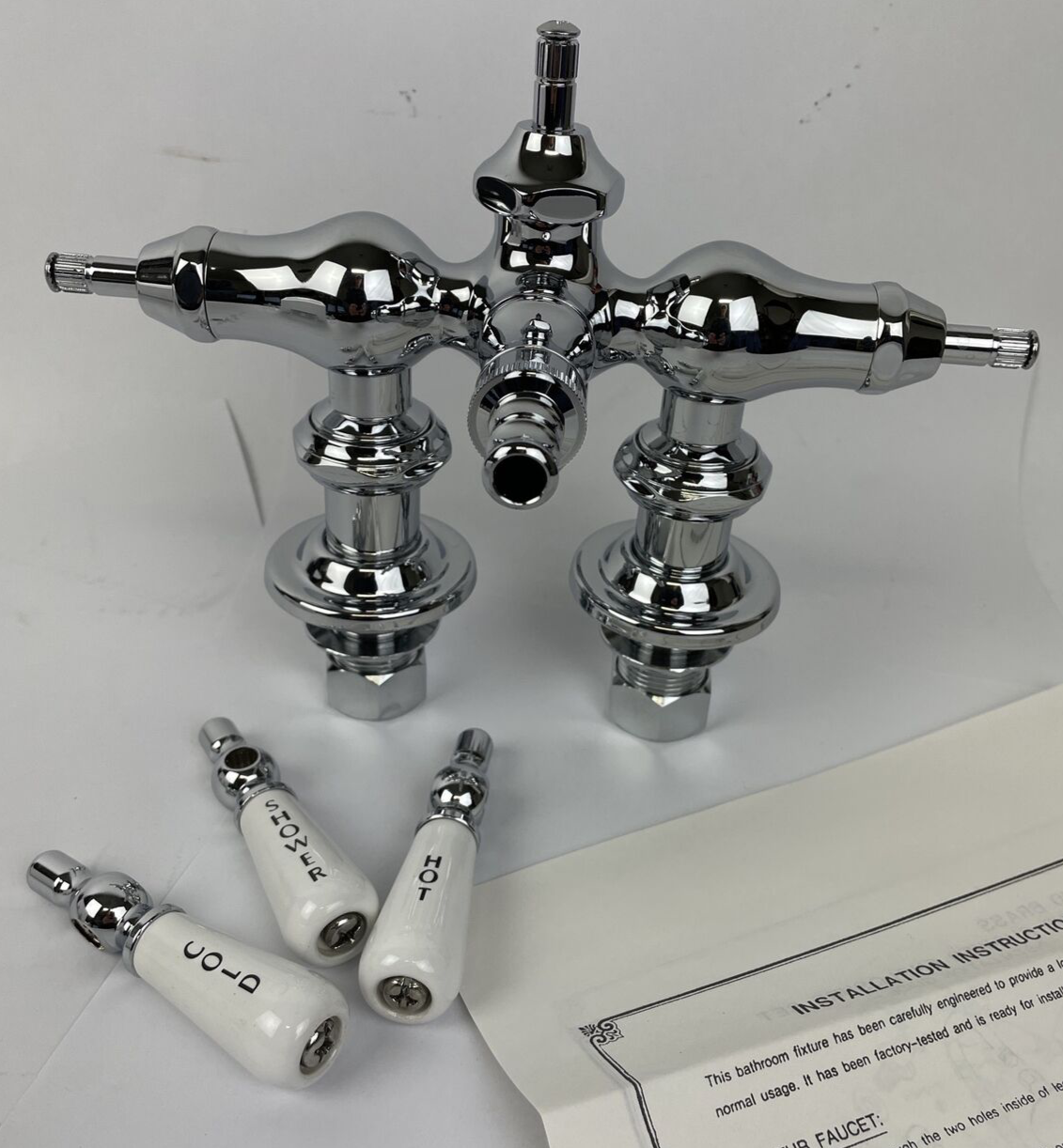 Spring House Chrome Clawfoot Tub Faucet with Riser Connection