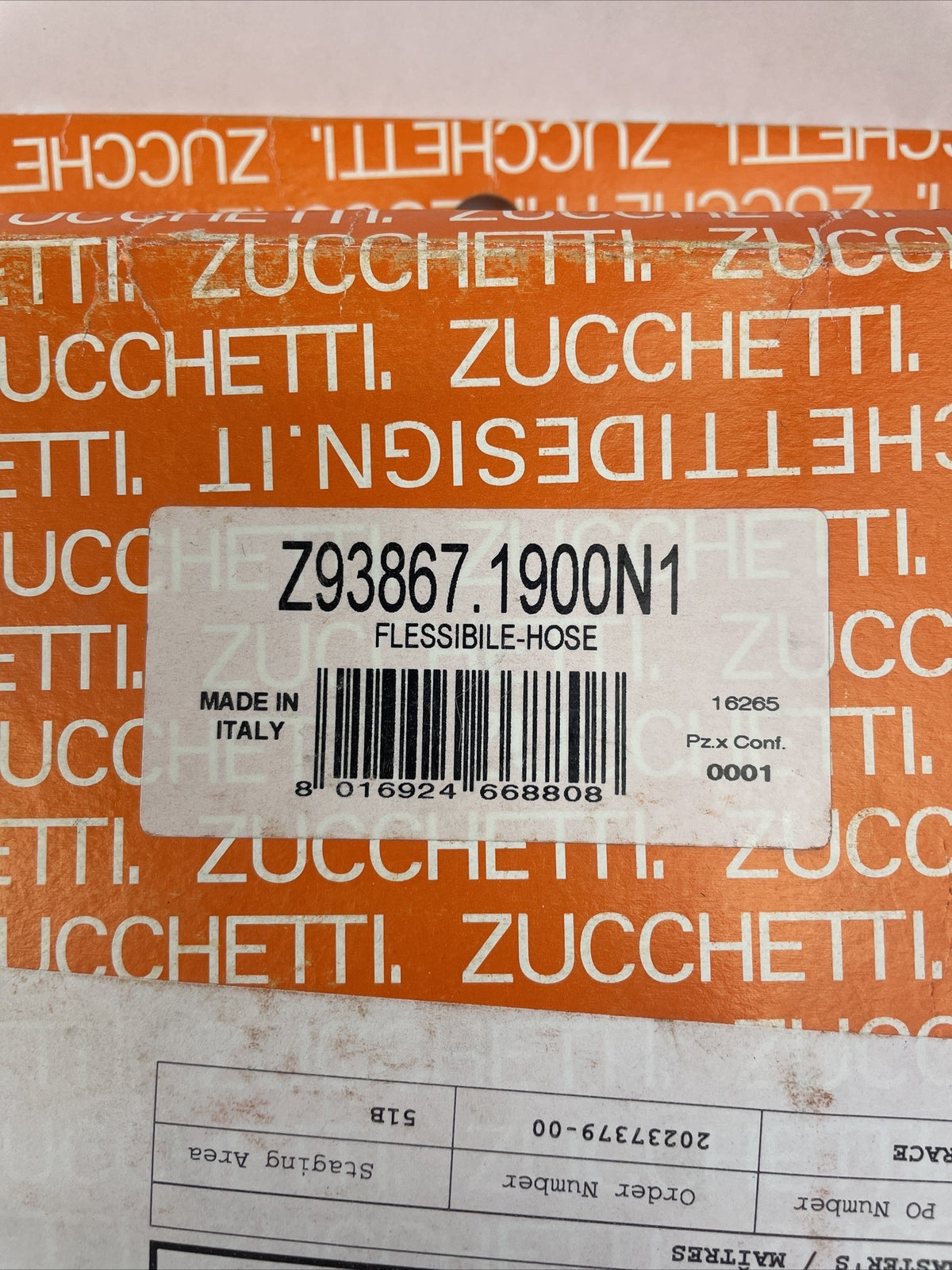 Zucchetti Z93867 matte black flexible brass shower hose made in Italy