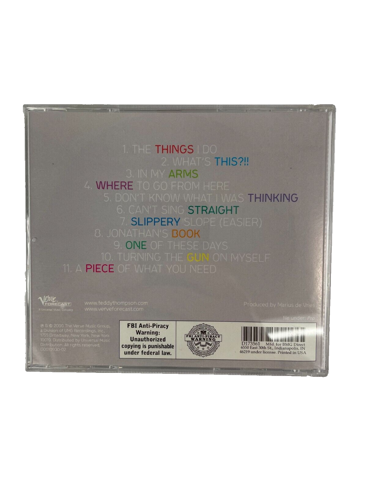 Teddy Thompson The Things I Do What's This I My Arms Where To Go From Here #S-T