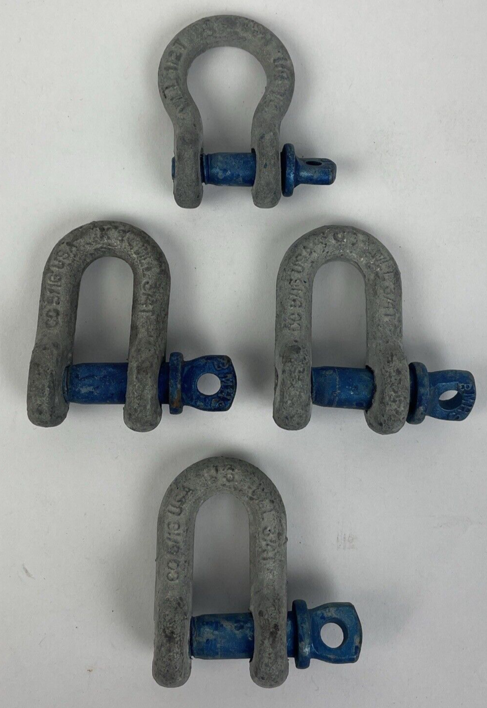 4 x CO 5/16 Inch D Shackle Anchor - 4 PACK - WLL 3/4 Ton Rating USA - LOOK