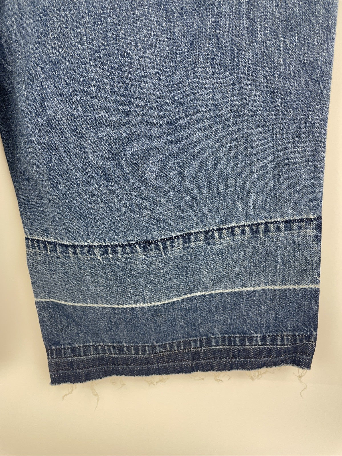 PELLO Los Angeles Wide Leg Jeans 13 Grey Distressed Raw Hem High Rise Y2K Grunge