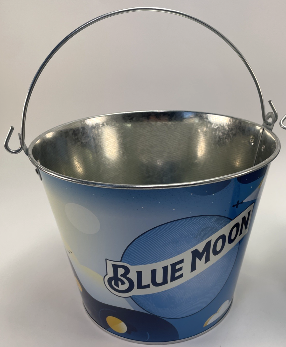 2 x Blue Moon Metal Beer Beverage Drink Ice Cooler Bucket with Handle 7" x 9"