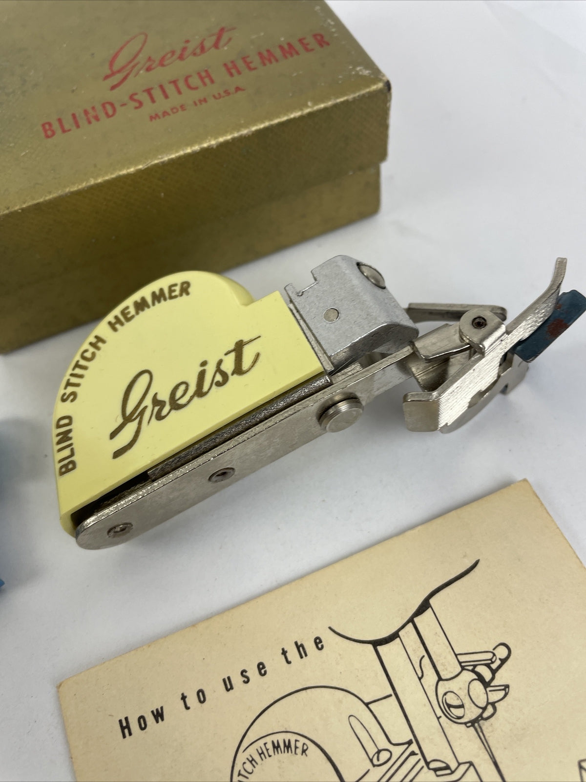 Greist Automatic Blind Stitch Hemmer w Original Box and Instructions - LOOK