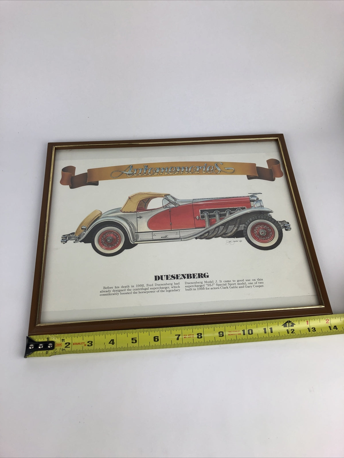 Framed Duesenberg Roadster- Straight  8 Automemories Art Print Fast Free Ship